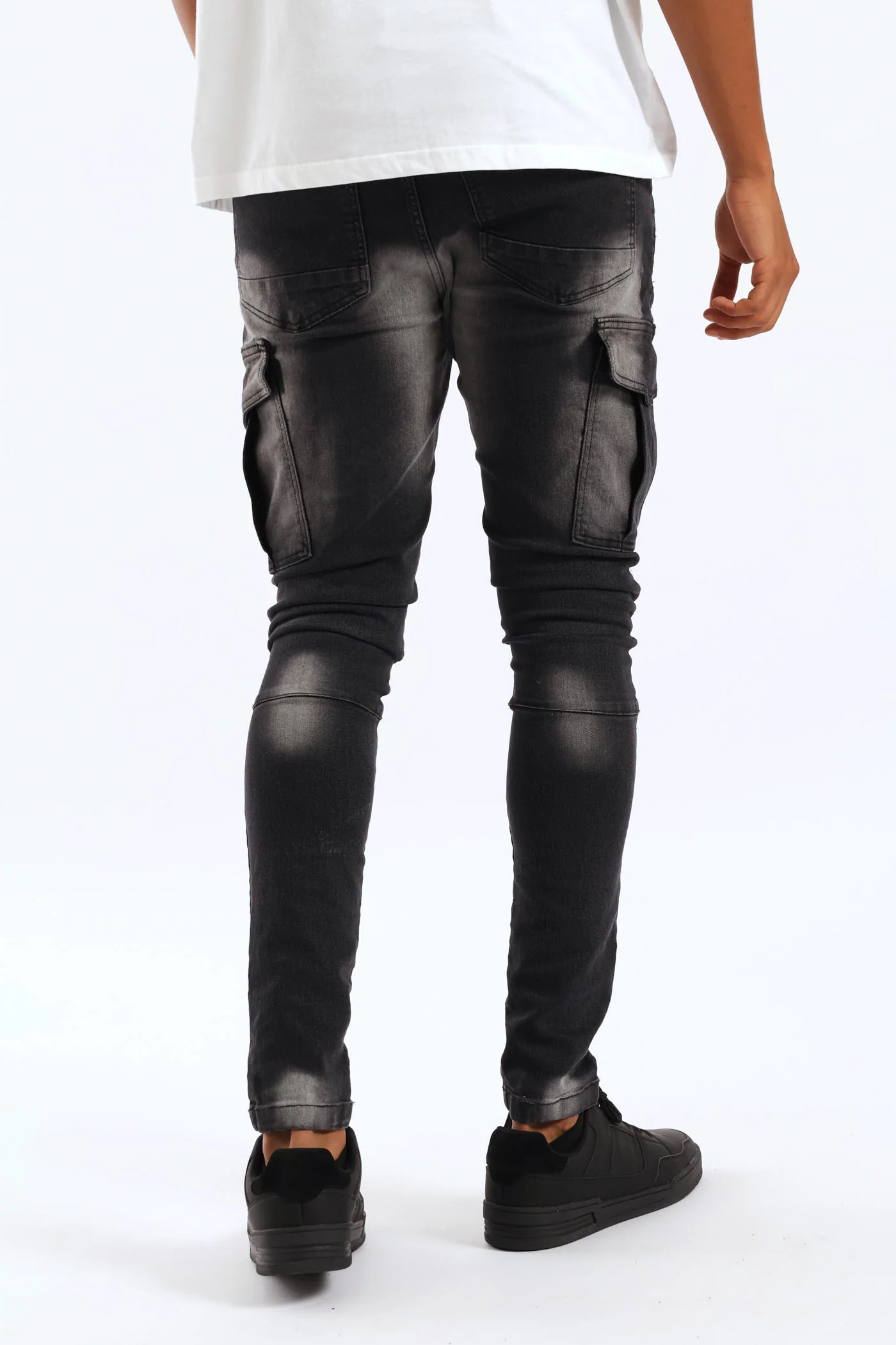 Super Skinny Cargo Denim - Black - Image 4