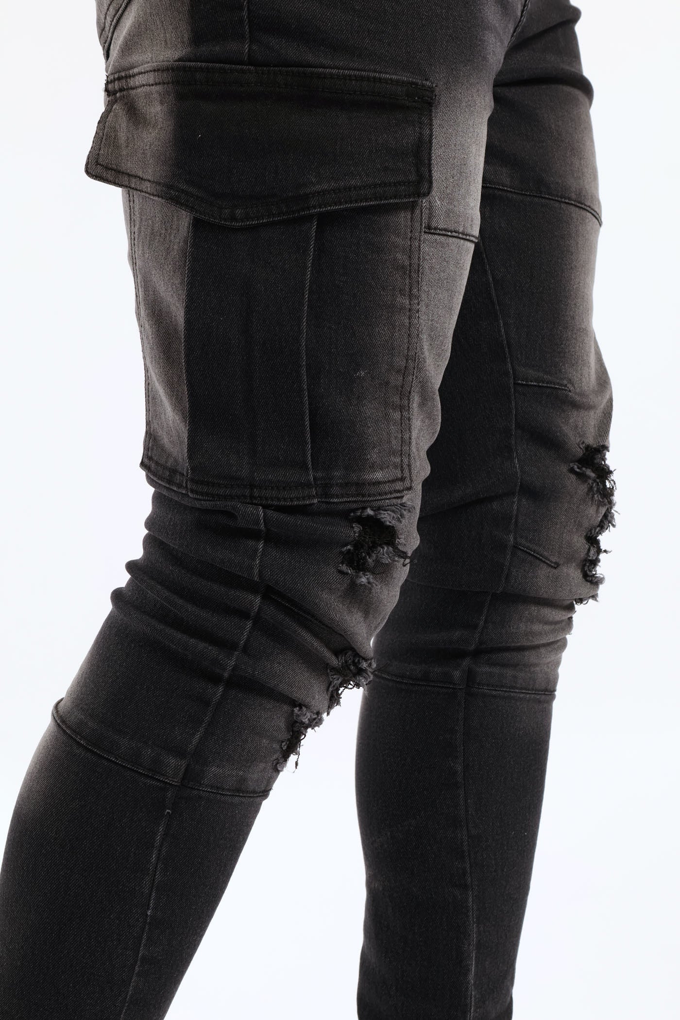 Super Skinny Cargo Denim - Black - Image 5