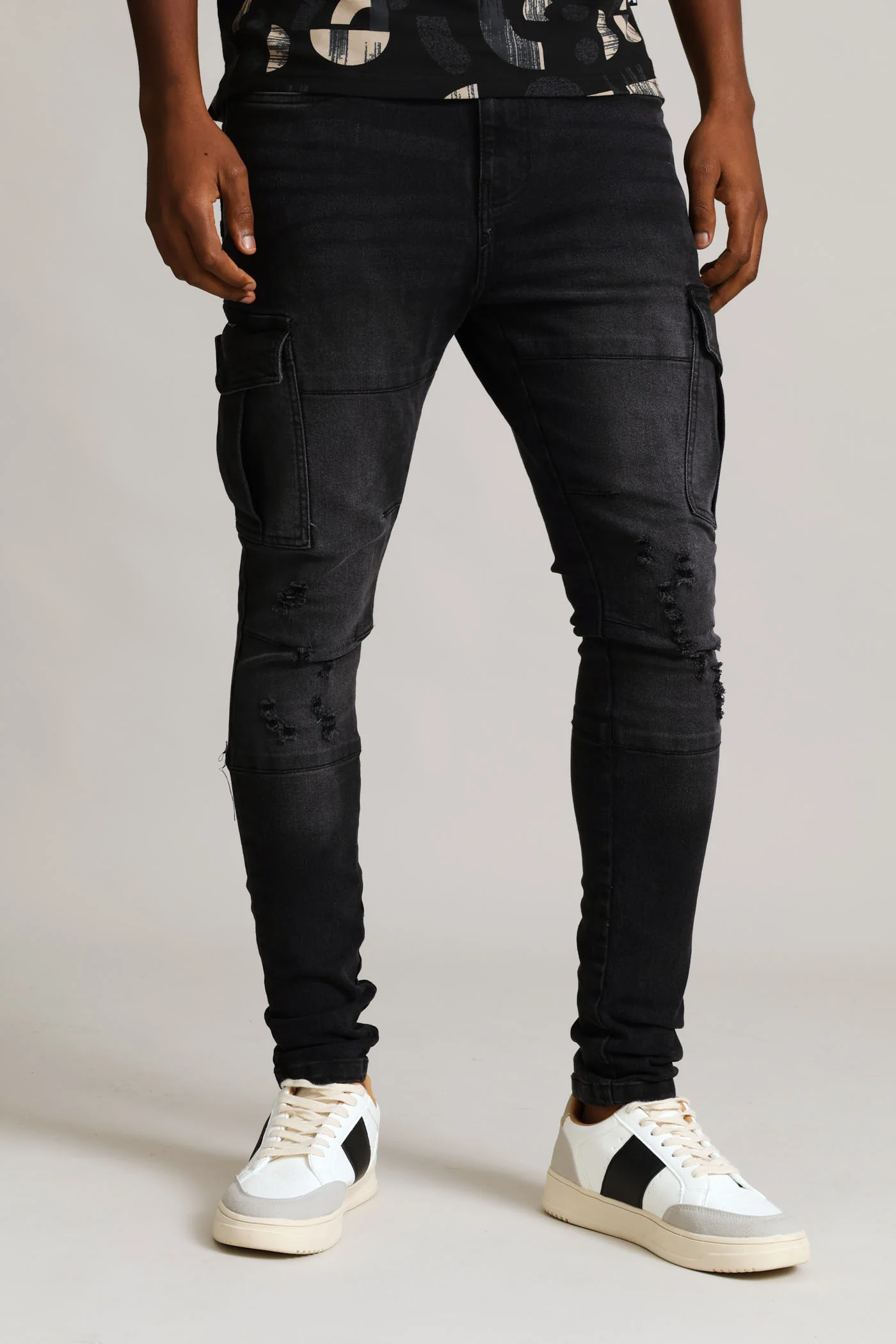 Super Skinny Cargo Denim - Black - Image 2