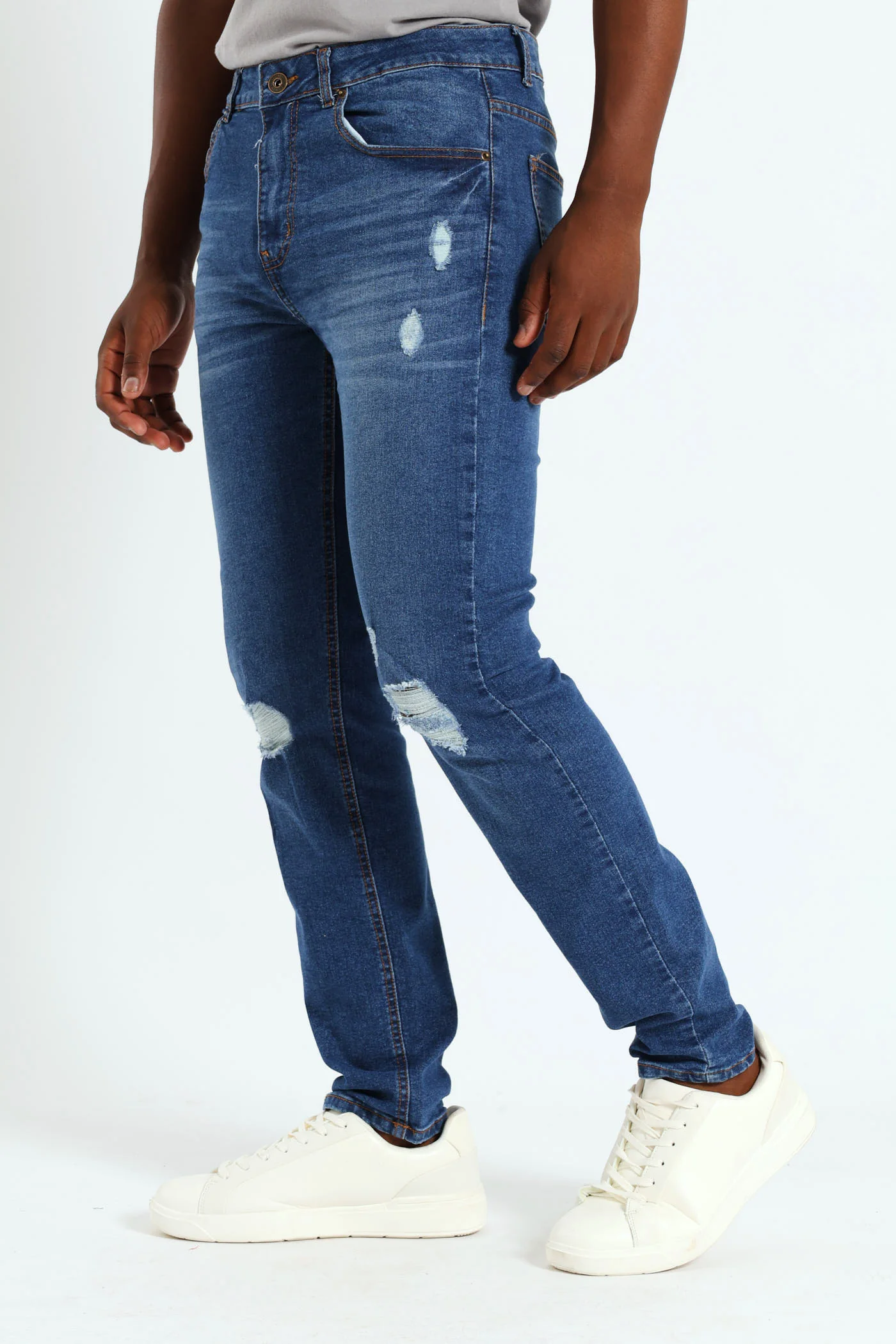 Super Skinny Ripped Denim - Dark Wash - Image 2
