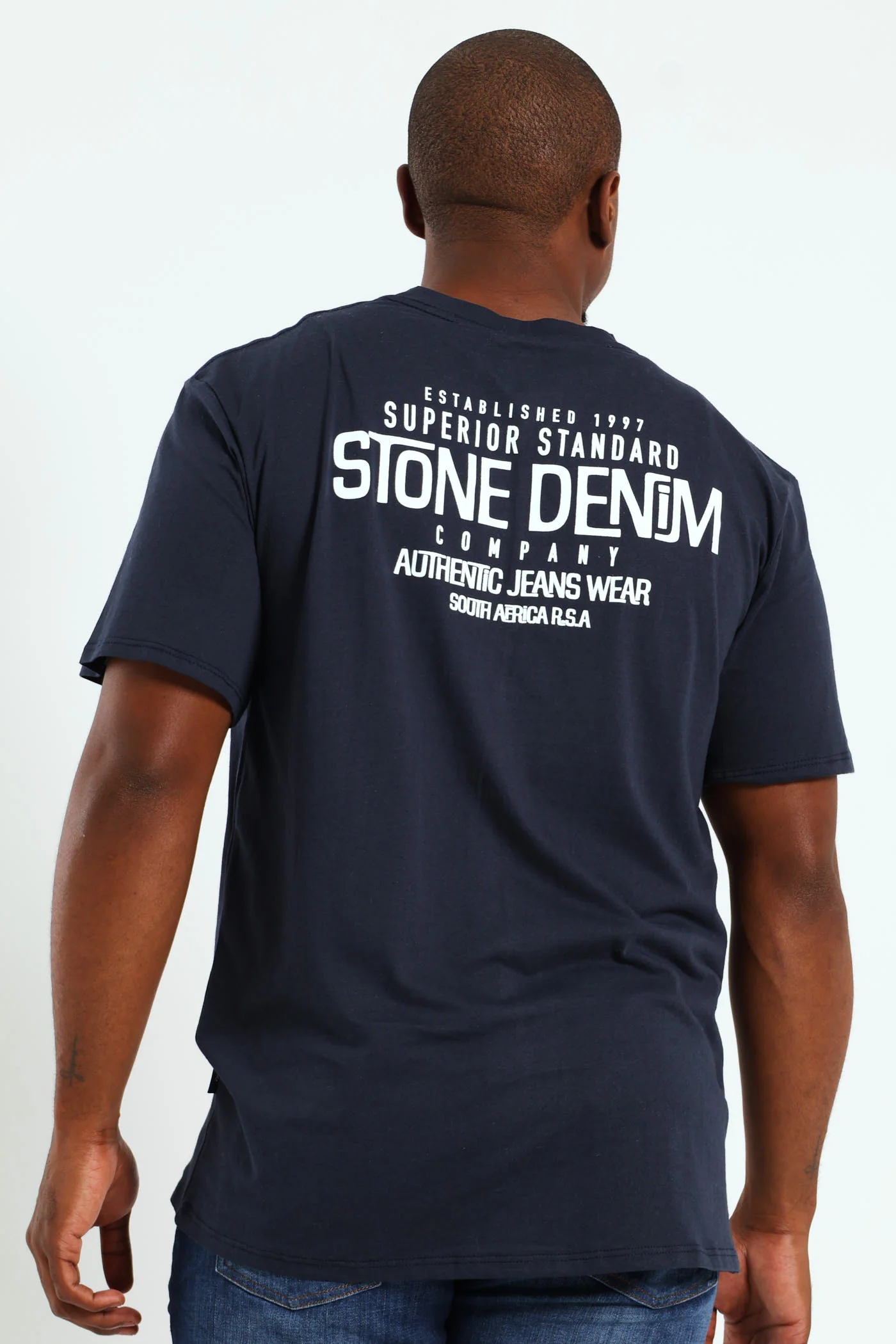 Superior Stone Denim Front & Back Print Tee - Navy - Image 2