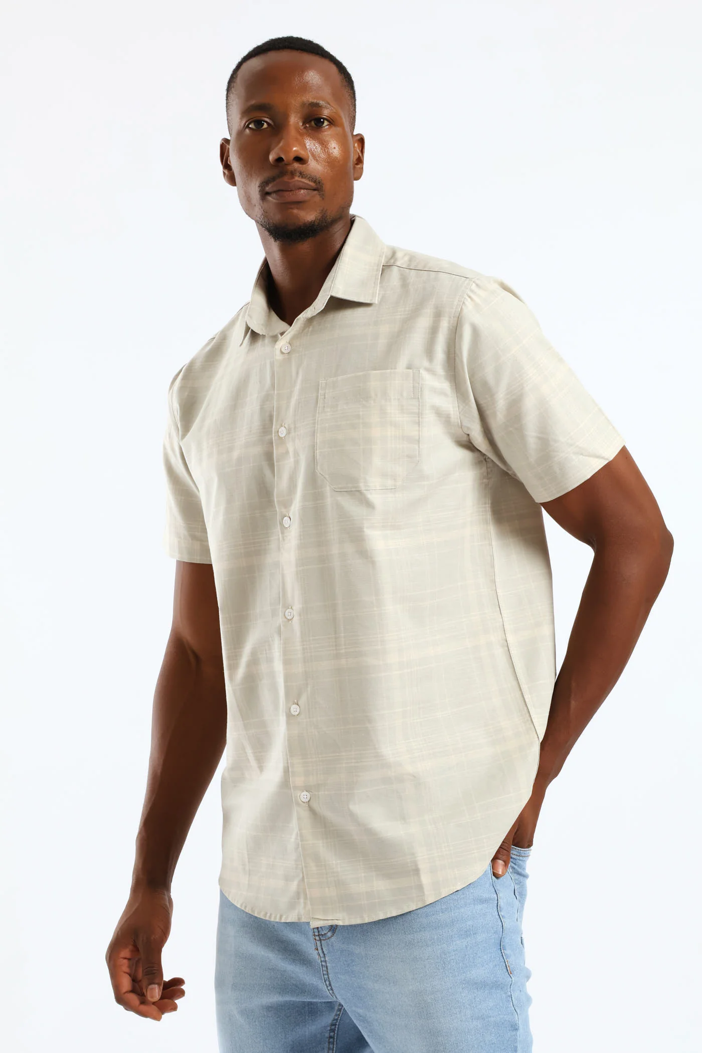 Surf Int Check Resort Shirt - Stone - Image 3