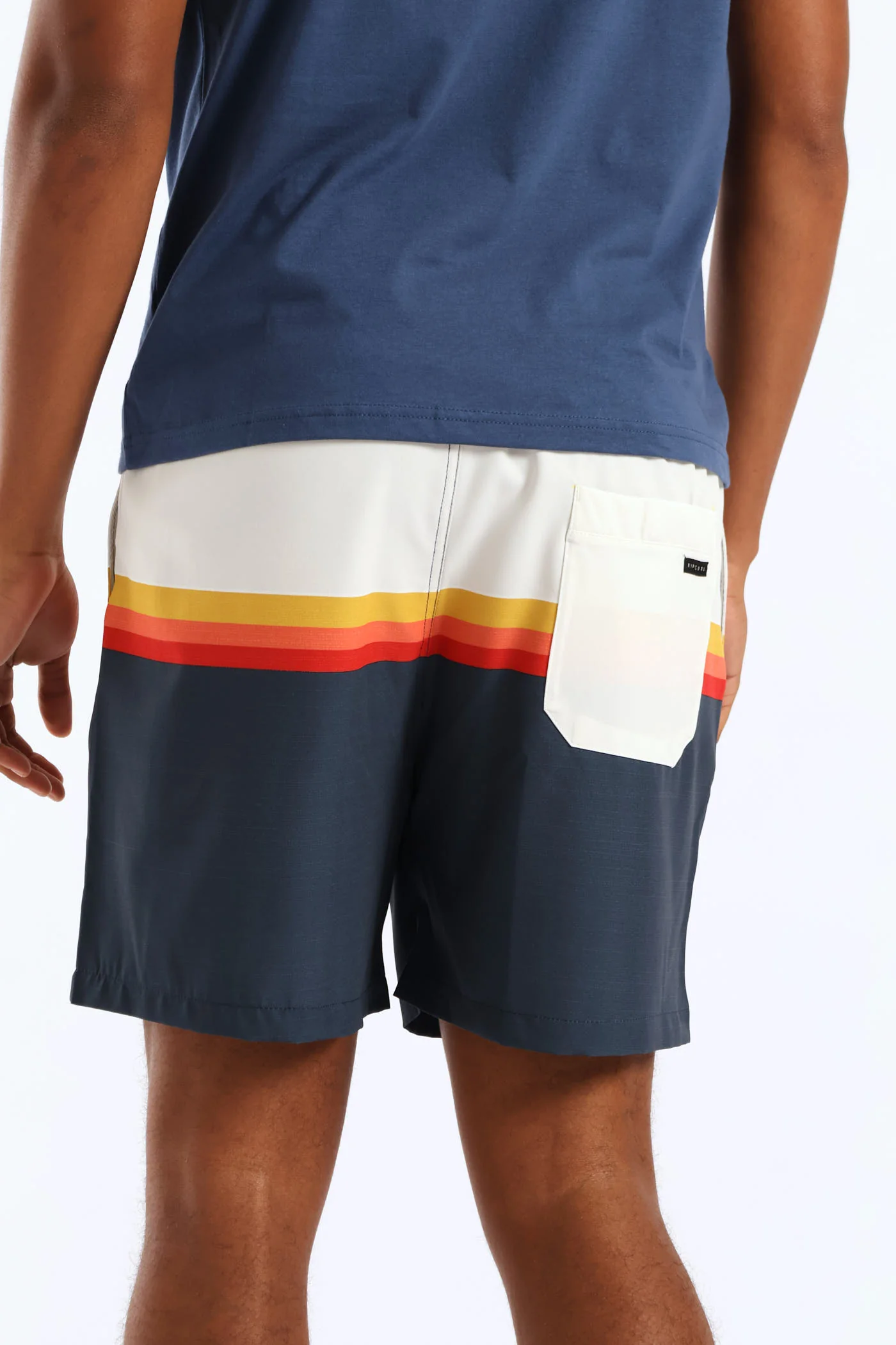 Surf Revival Stripe Volley Short - White/Navy - Image 3