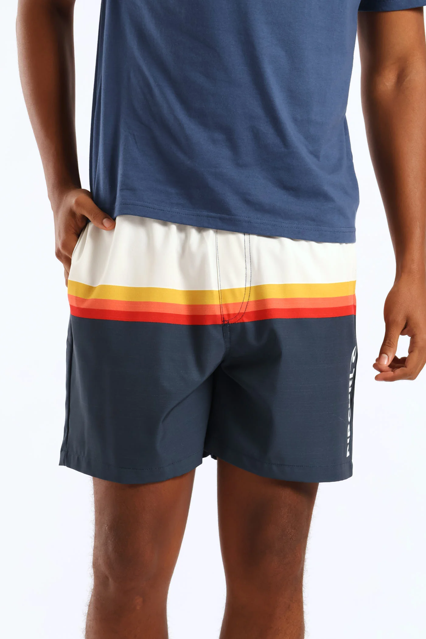Surf Revival Stripe Volley Short - White/Navy - Image 5