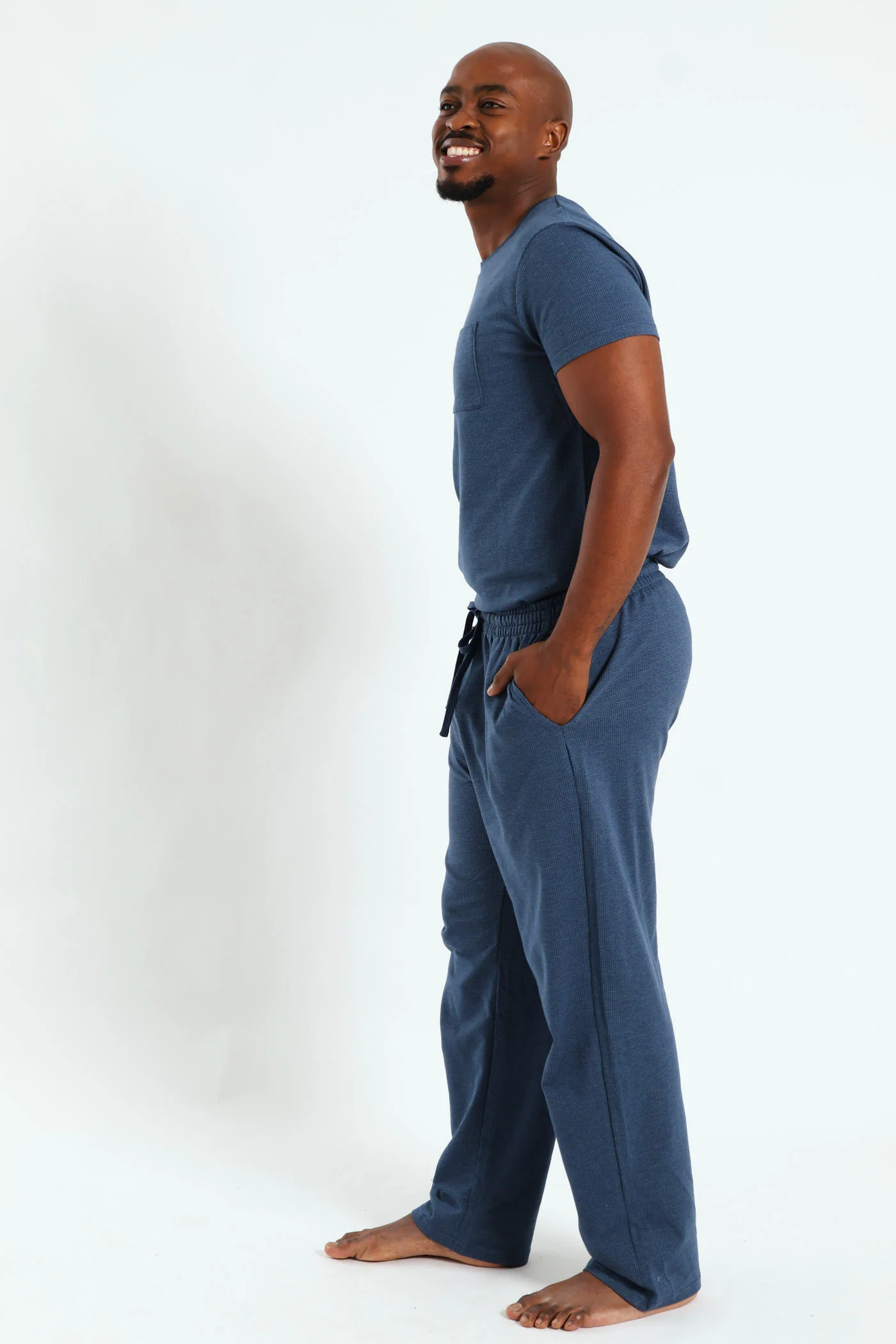 Surface Interest Top & Long Pant Pj Set - Blue - Image 3