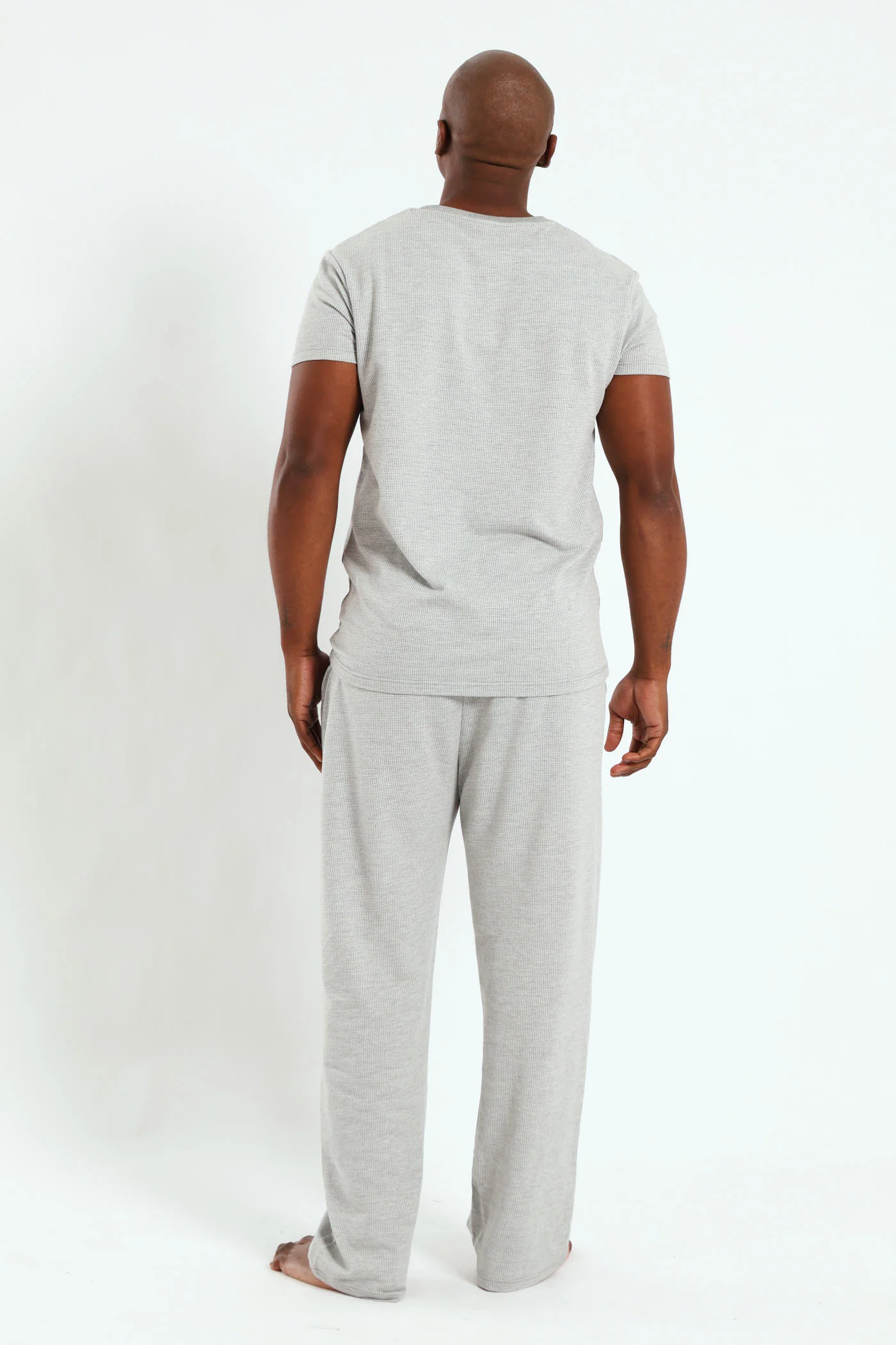 Surface Interest Top & Long Pant Pj Set - Grey - Image 3
