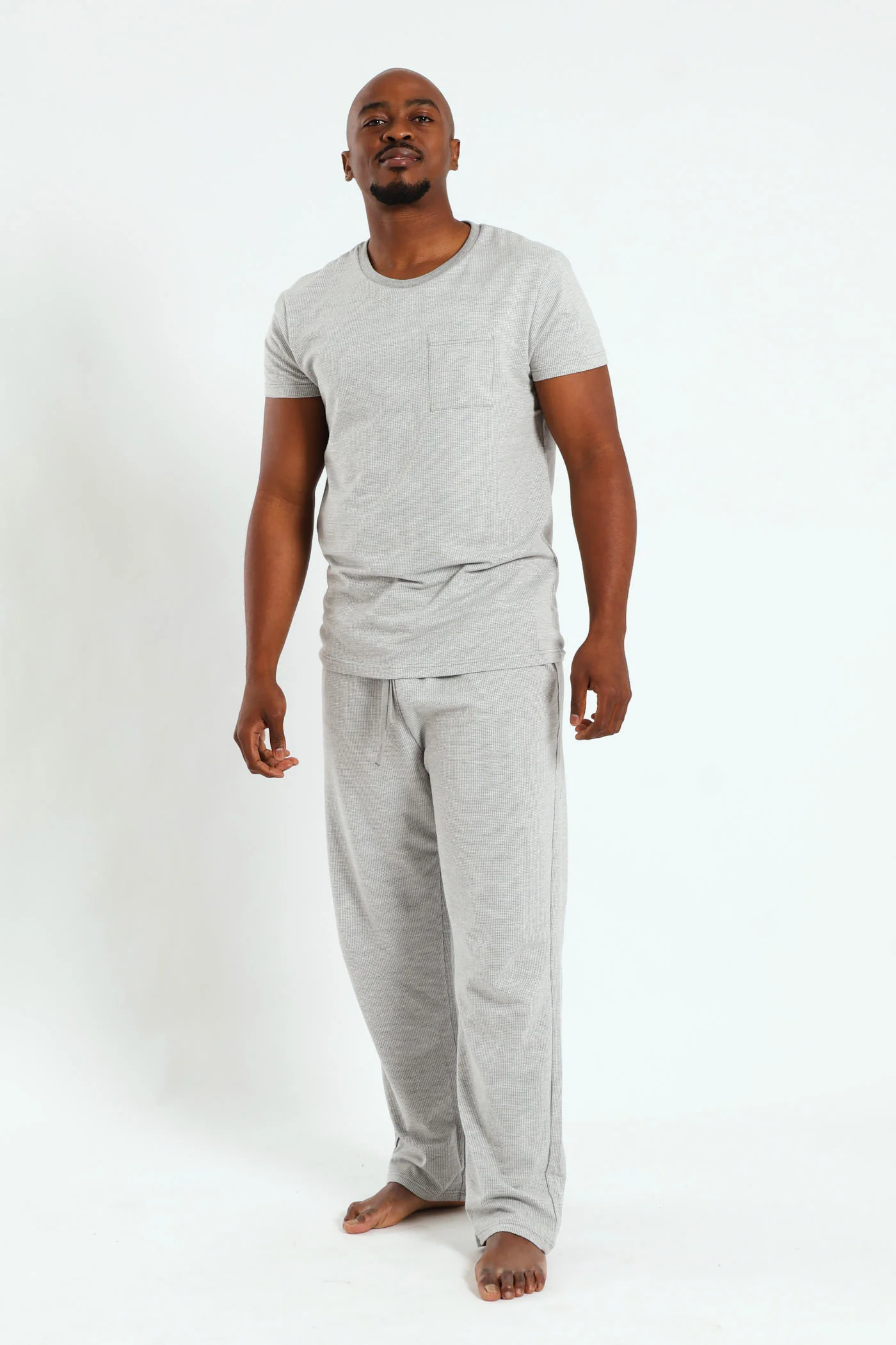 Surface Interest Top & Long Pant Pj Set - Grey - Image 4