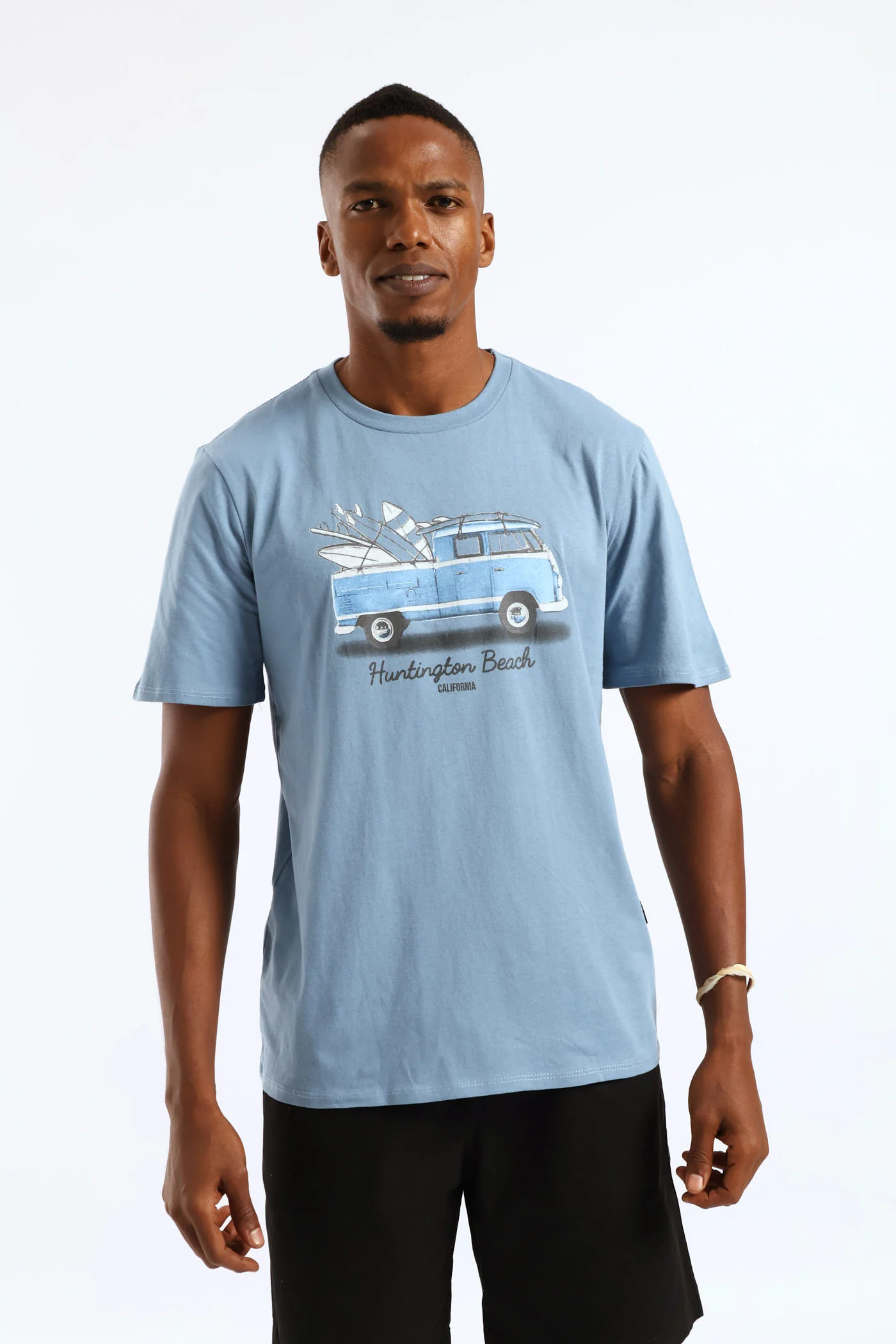 Surfboard Camper Van Tee - Steel Blue - Image 3