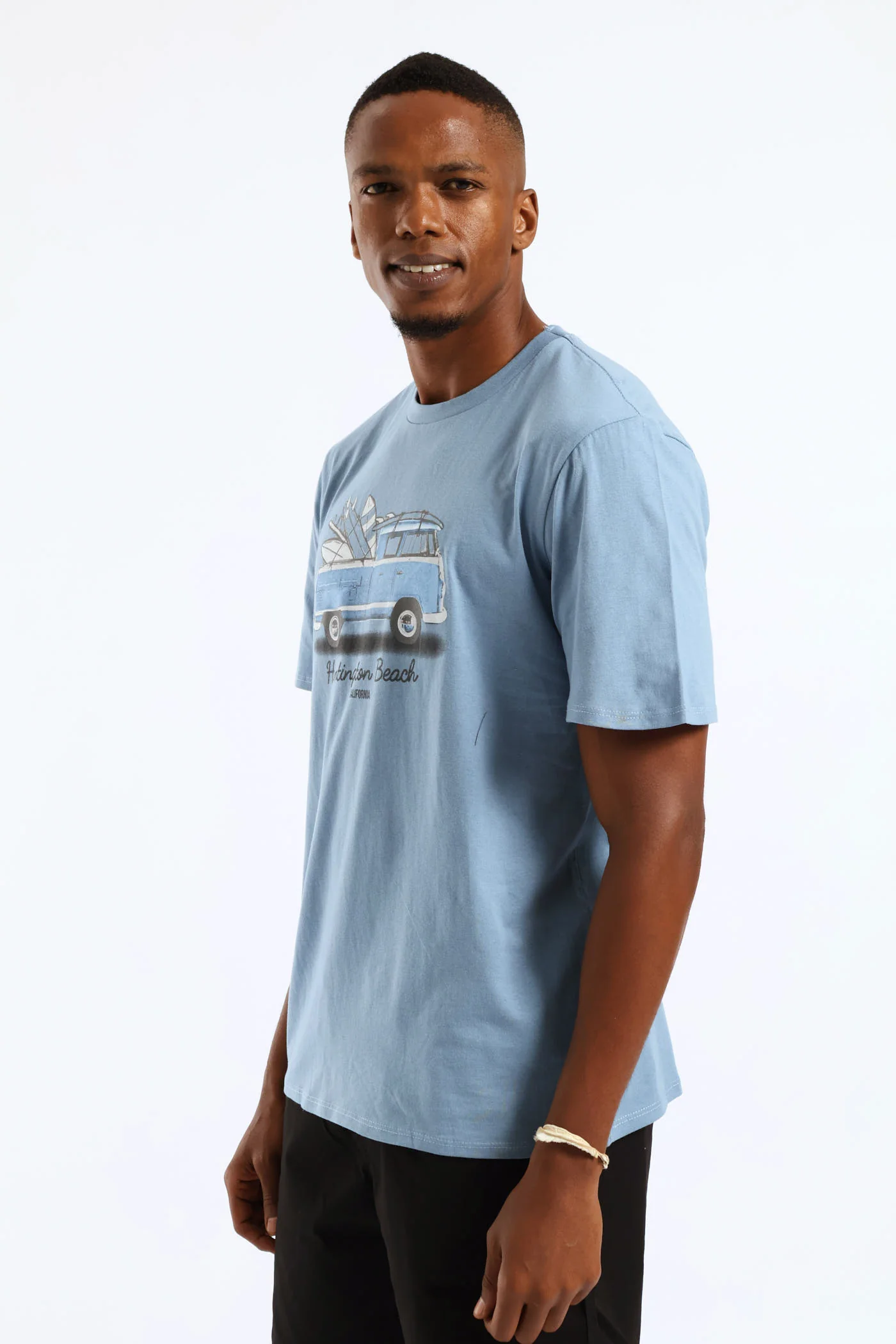 Surfboard Camper Van Tee - Steel Blue - Image 4