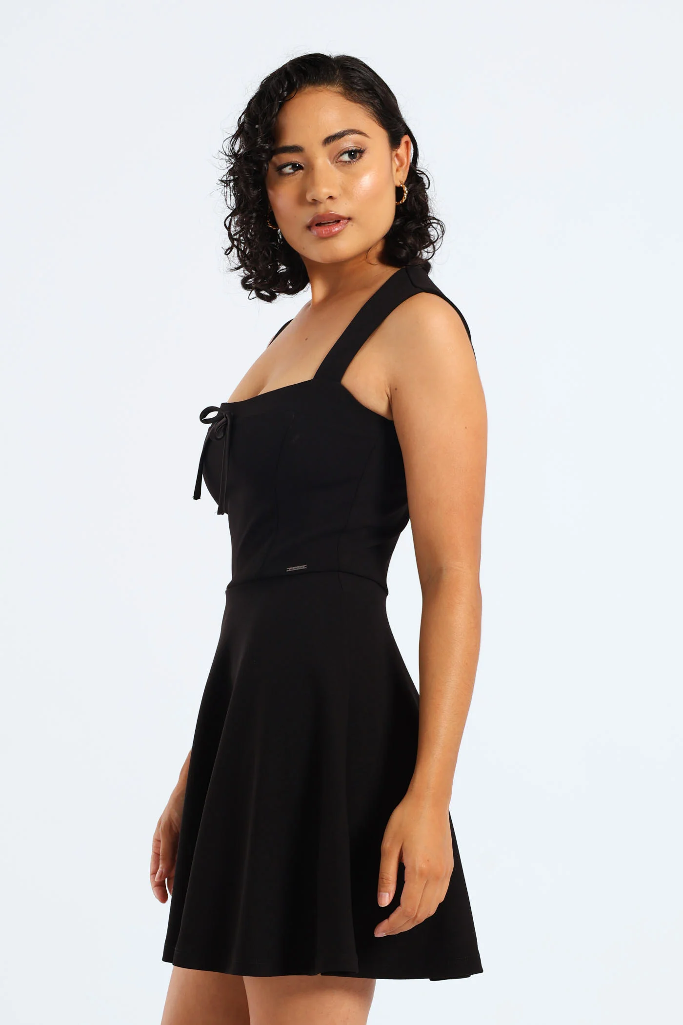 Sweetheart Neckline Mini Skater Dress - Black - Image 3