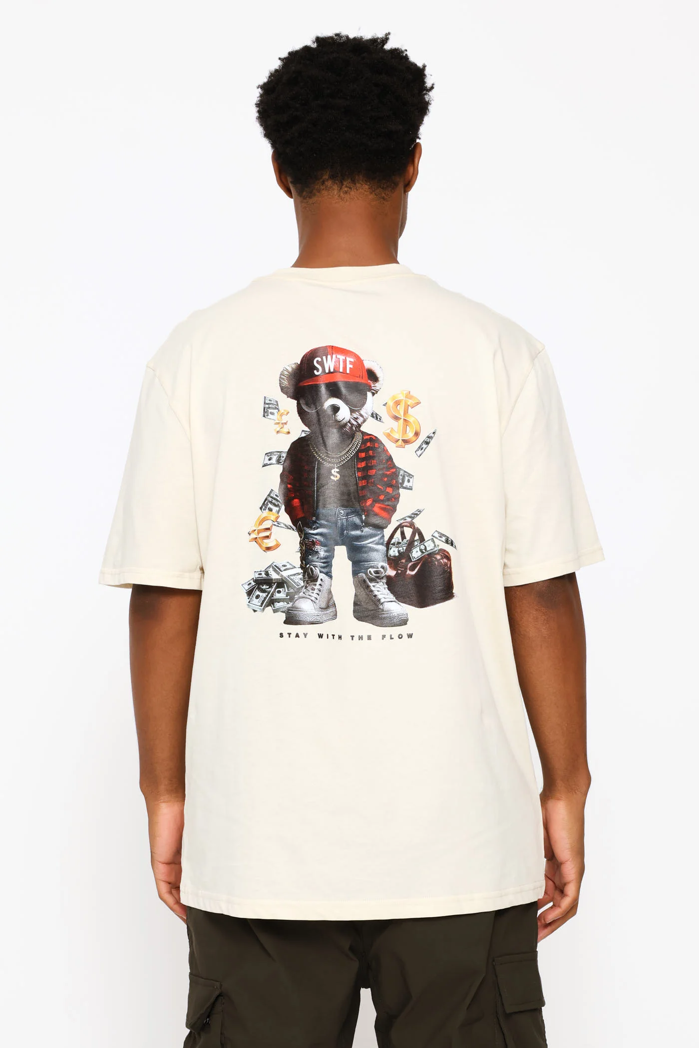 Swtf Front & Back Bear Print Tee - Ecru - Image 2