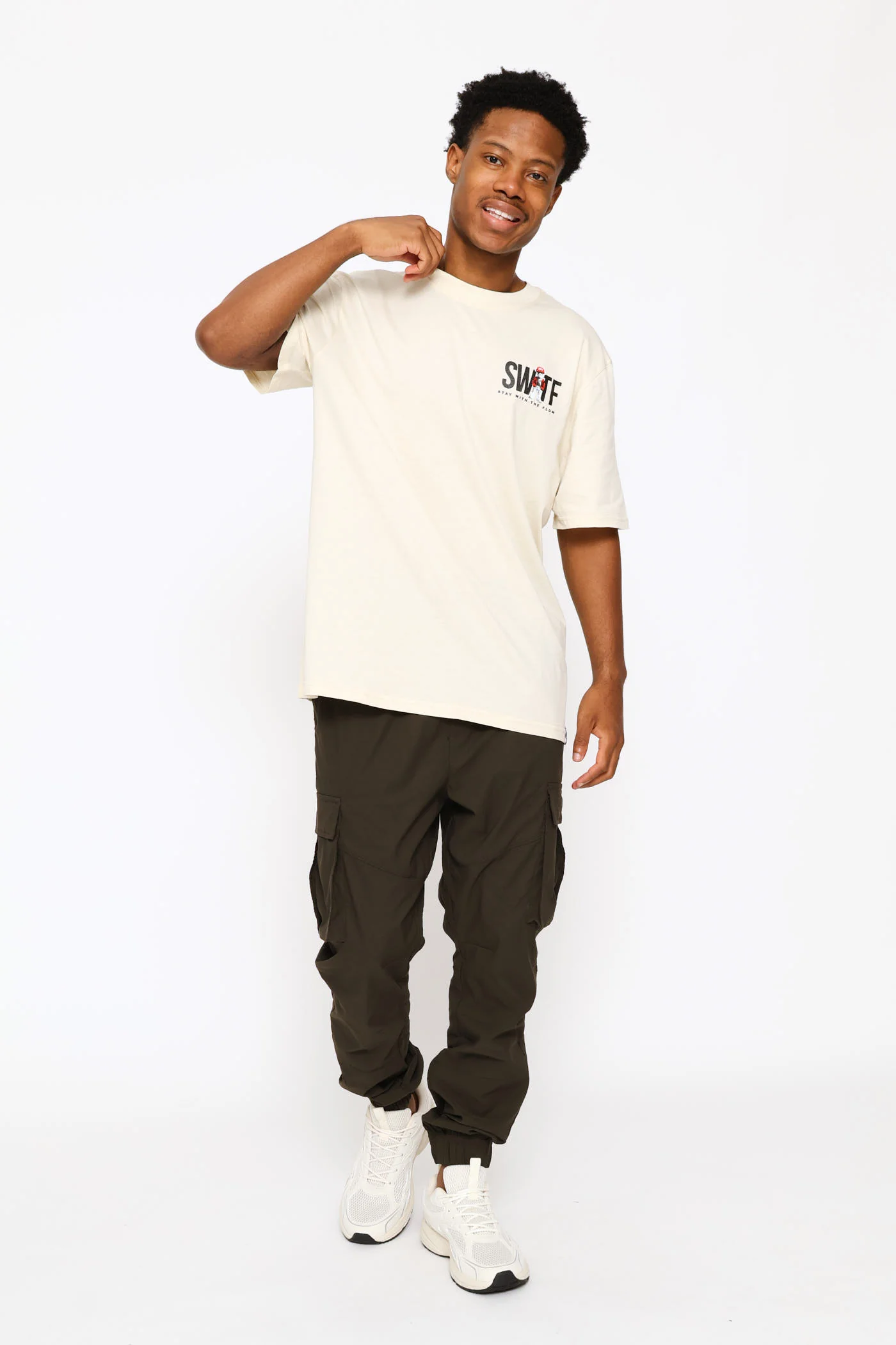Swtf Front & Back Bear Print Tee - Ecru - Image 4
