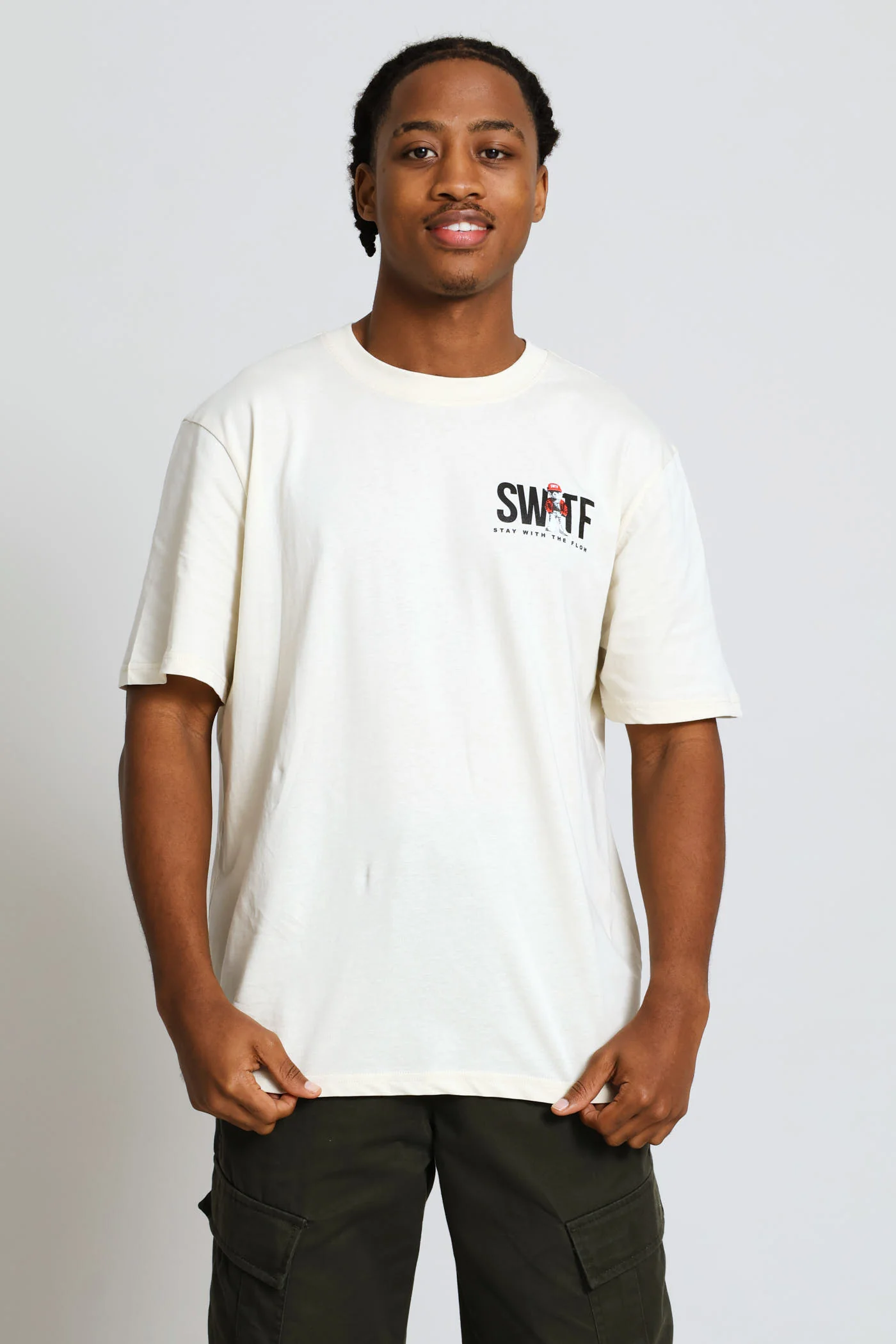 Swtf Front & Back Bear Print Tee - Ecru - Image 5