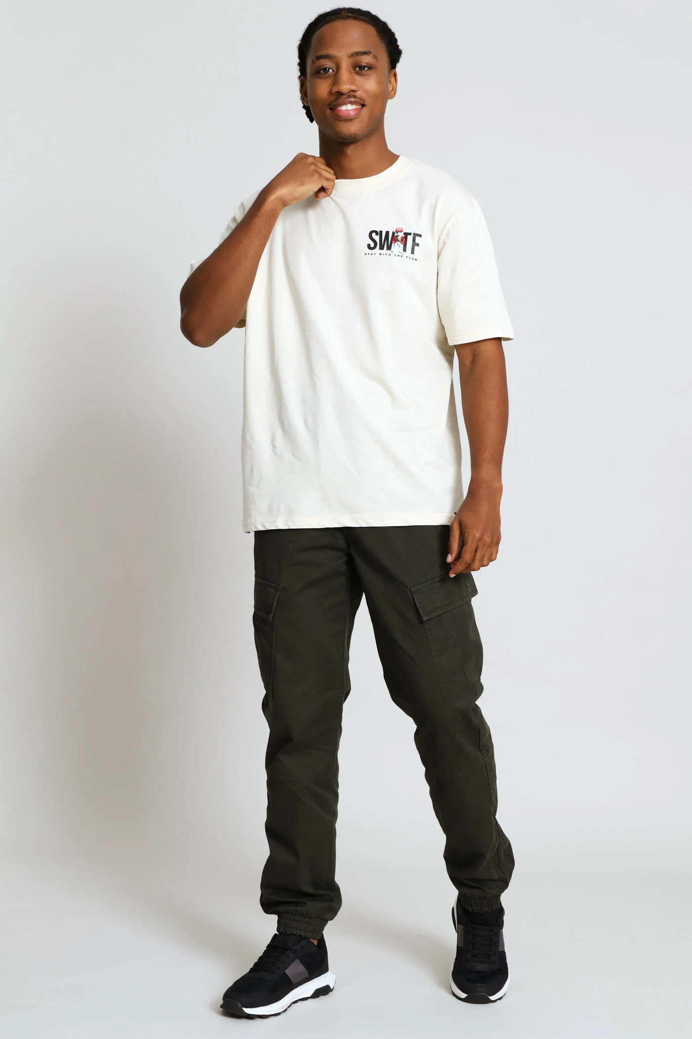 Swtf Front & Back Bear Print Tee - Ecru - Image 9