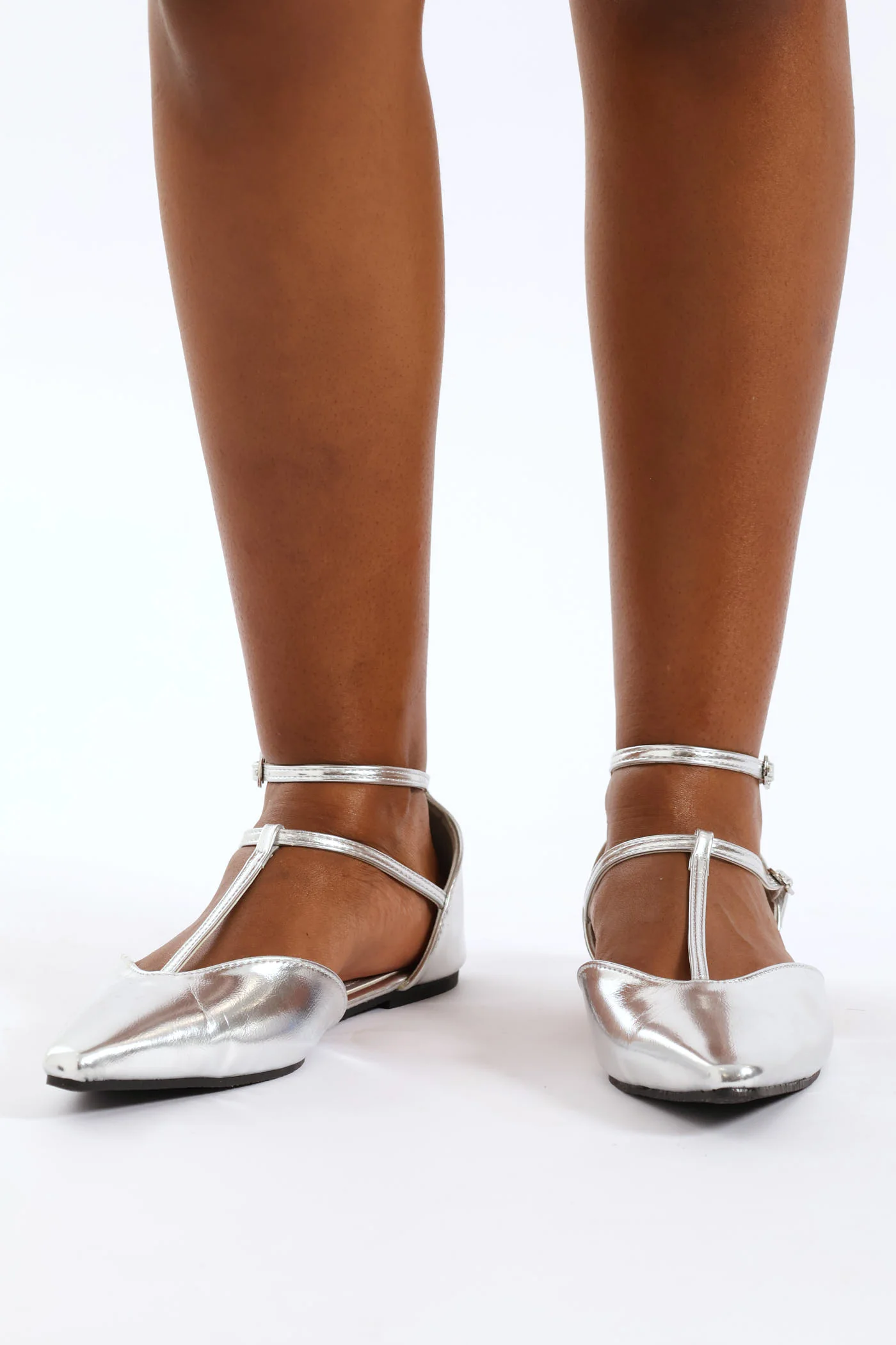T-Bar Pointy Pump - Silver - Image 2