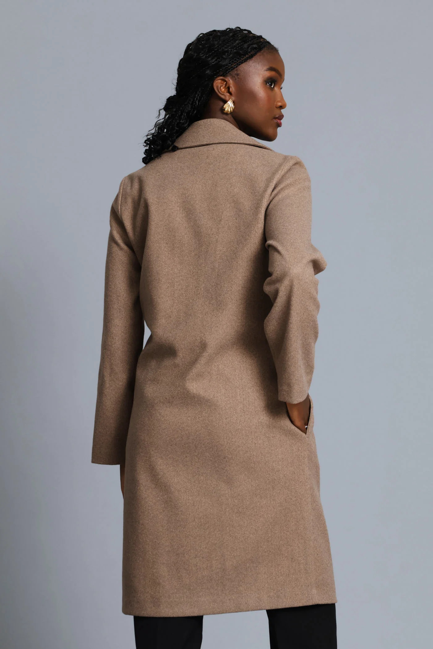 Tab Detail Melton Coat - Mocha - Image 6