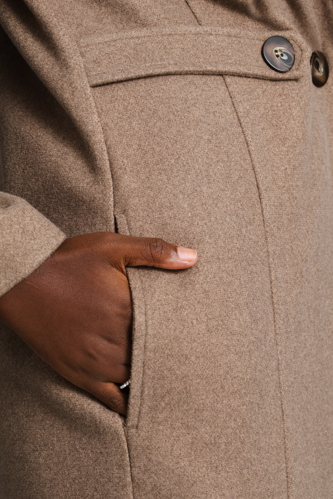 Tab Detail Melton Coat - Mocha - Image 7