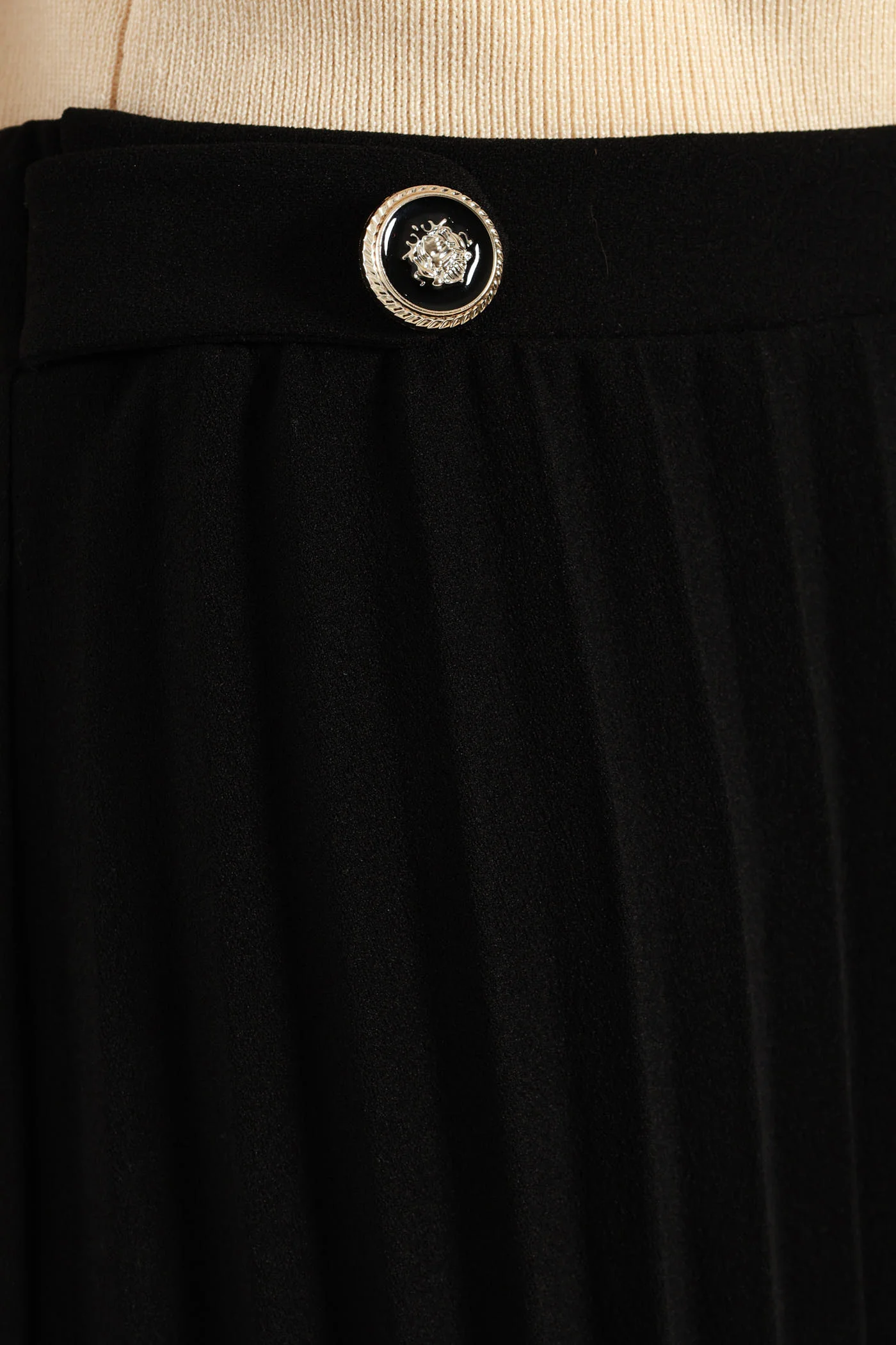 Tab Detail Pleated Midi Skirt - Black - Image 5
