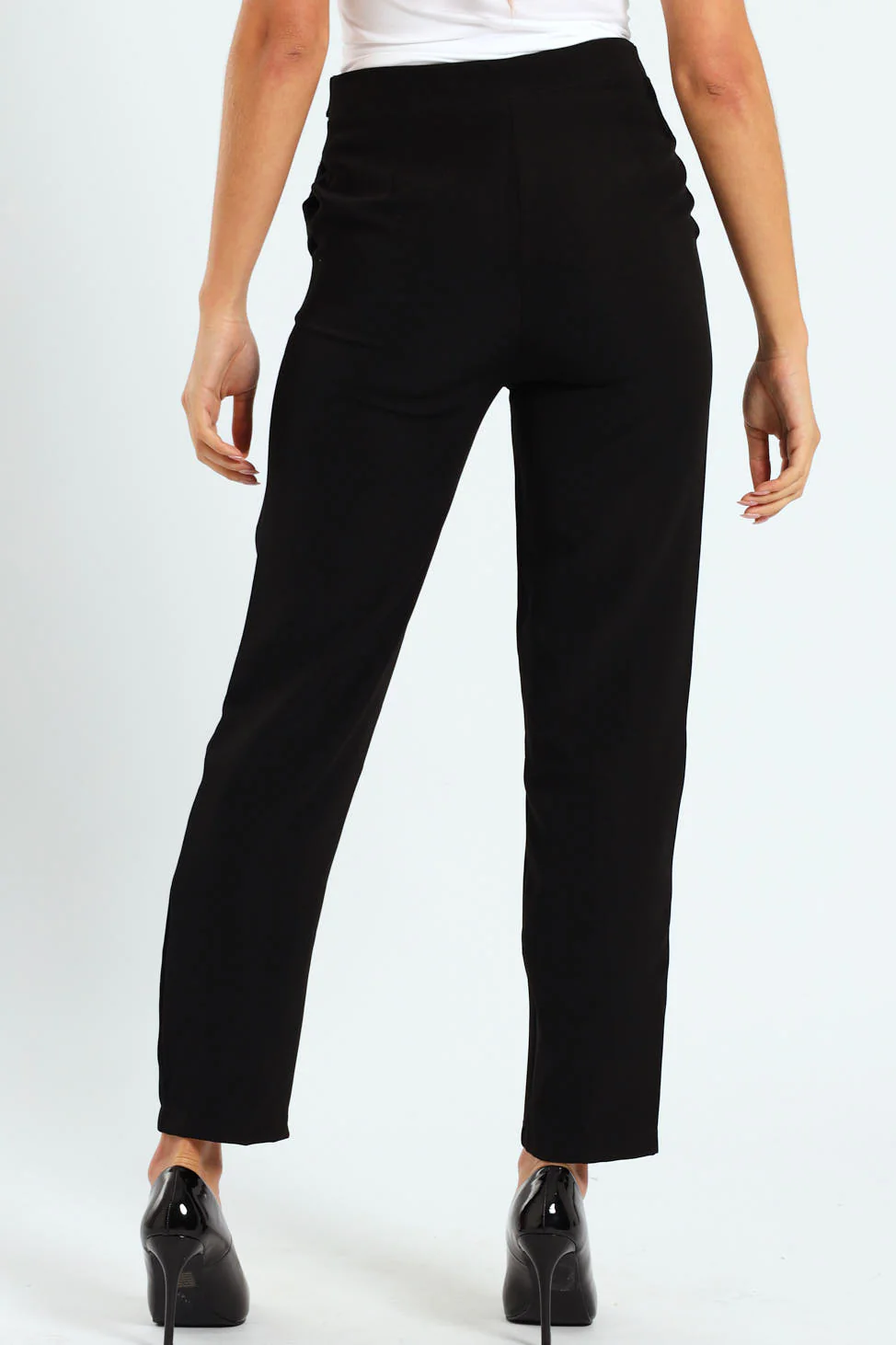 Tab Detail Slim Leg Pant - Black - Image 3