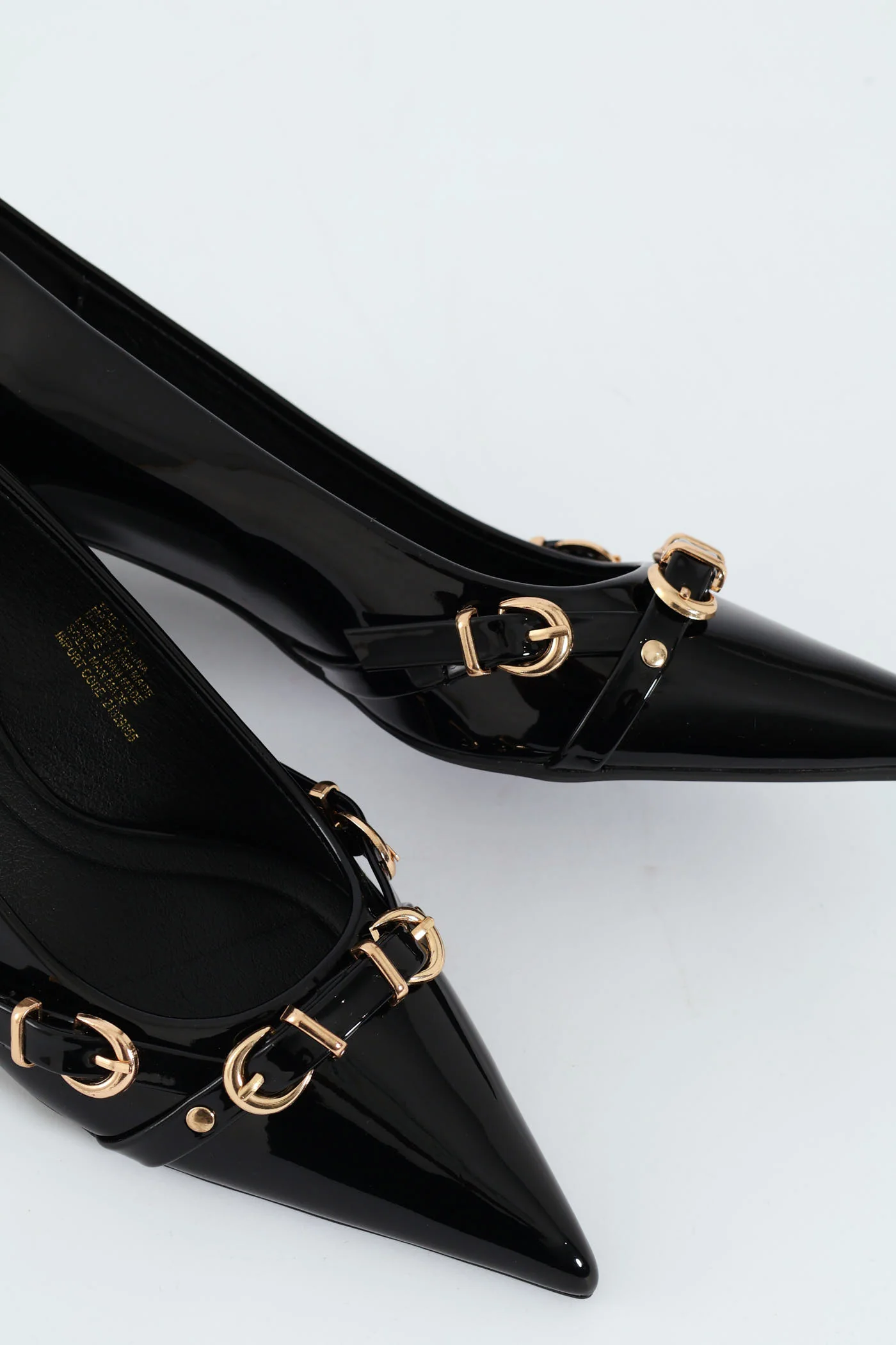 Tait 1 Pointed Toe Buckle Kitten Court Heel - Black - Image 2