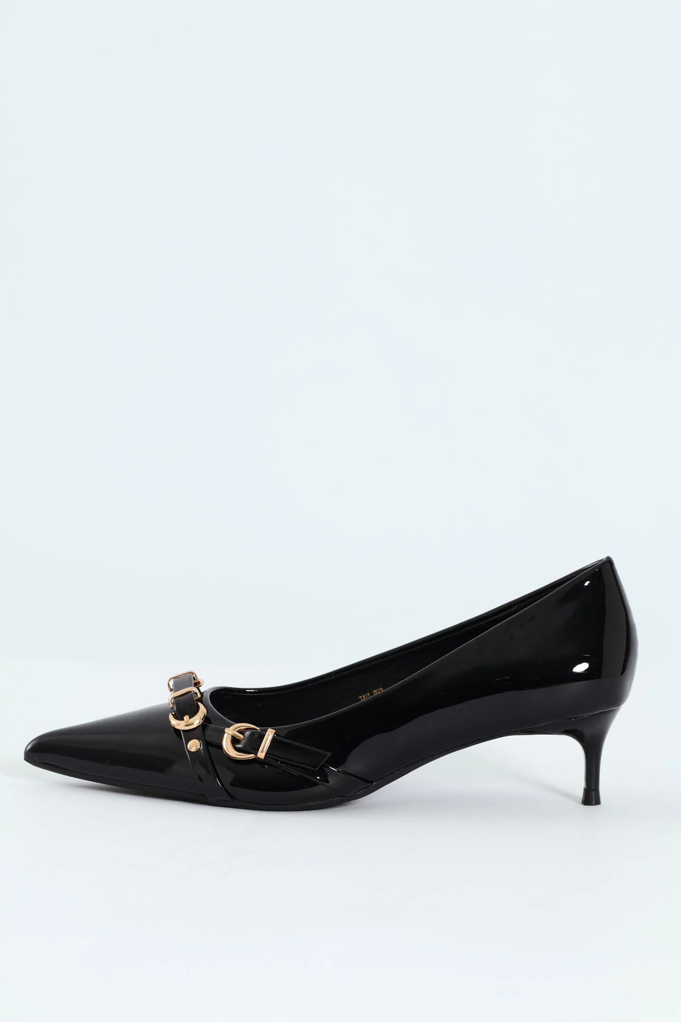 Tait 1 Pointed Toe Buckle Kitten Court Heel - Black - Image 5
