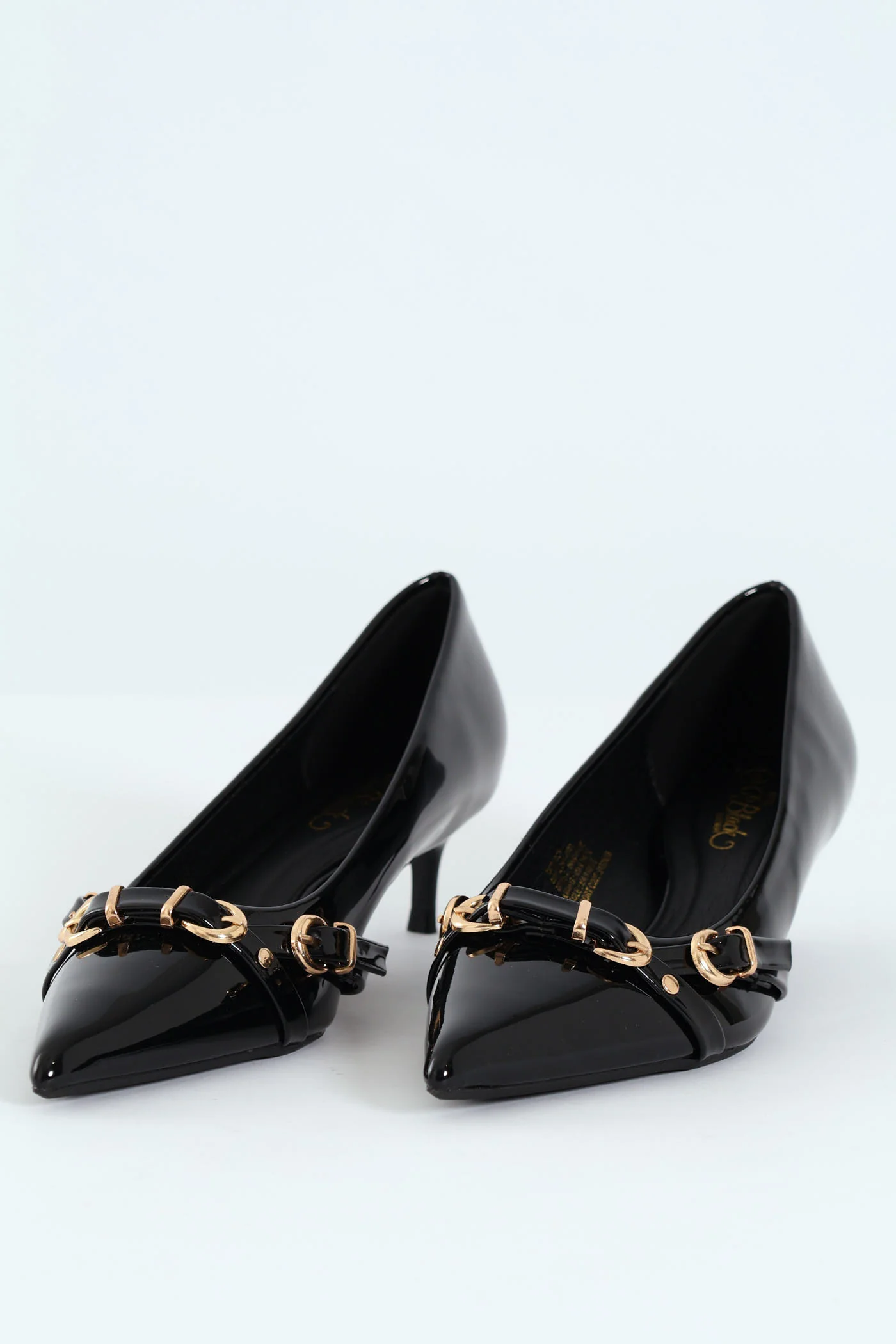 Tait 1 Pointed Toe Buckle Kitten Court Heel - Black - Image 6