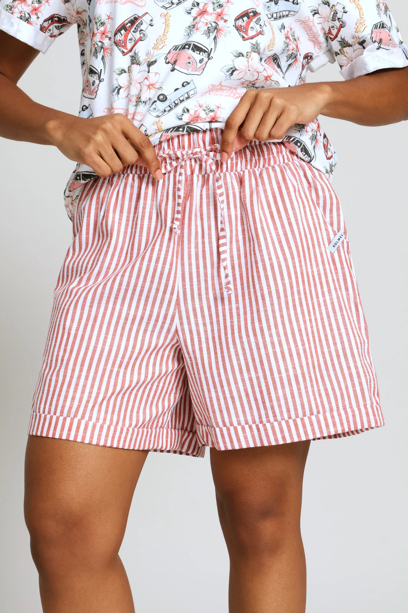 Tangerine Stripe Elasticated Short - Orange - Image 2