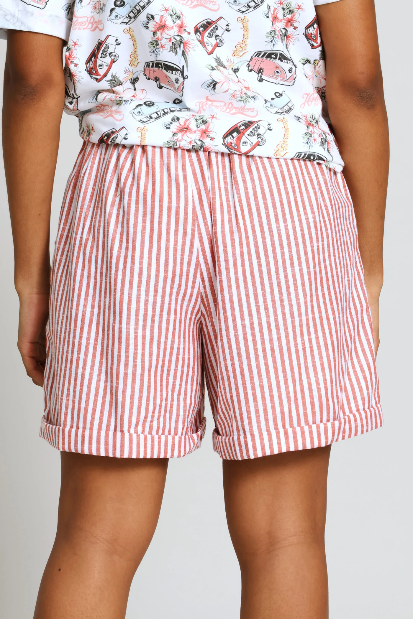 Tangerine Stripe Elasticated Short - Orange - Image 4