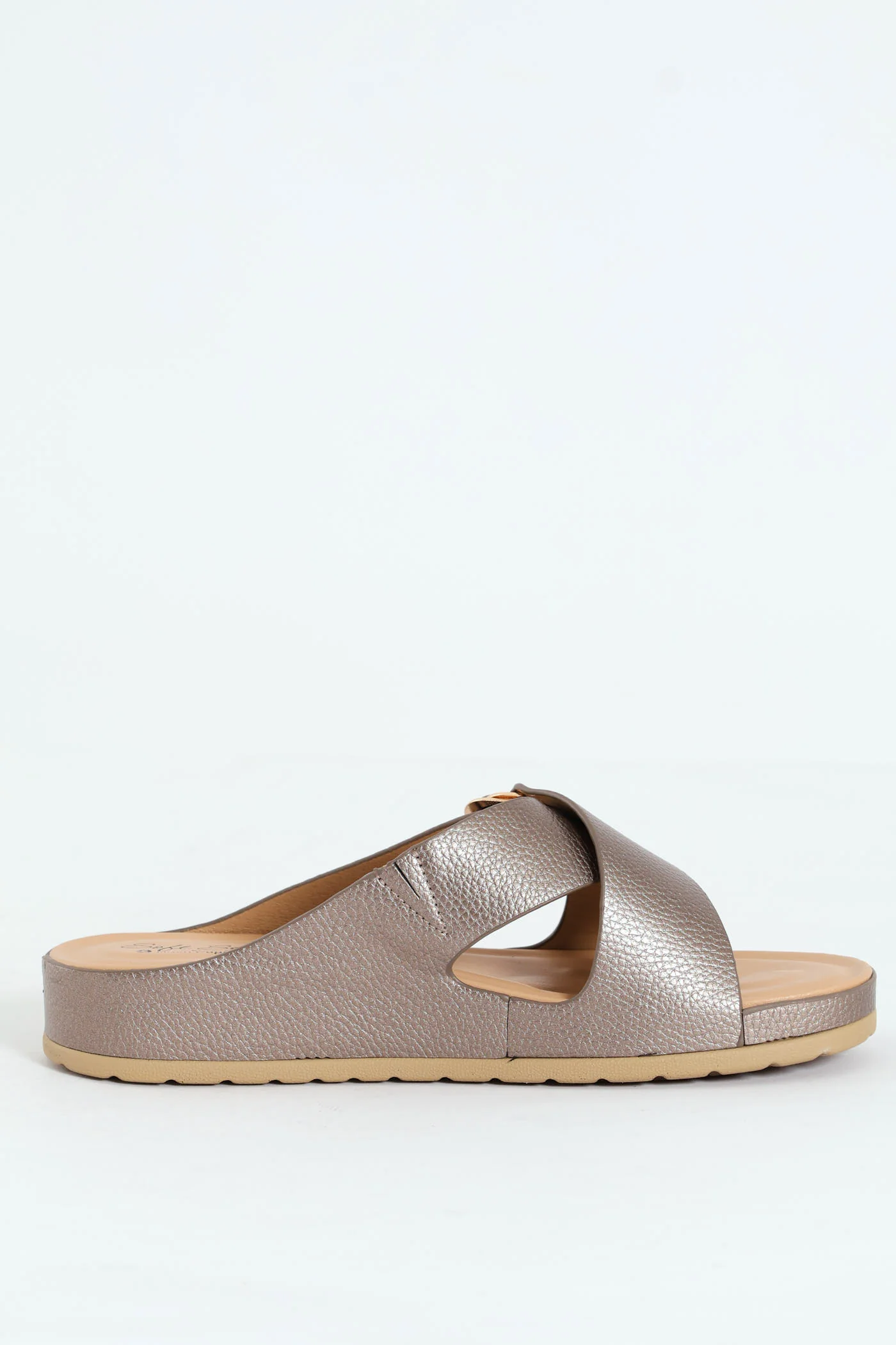 Tanika Cross Over Slip On Mule Sandal - Pewter - Image 3