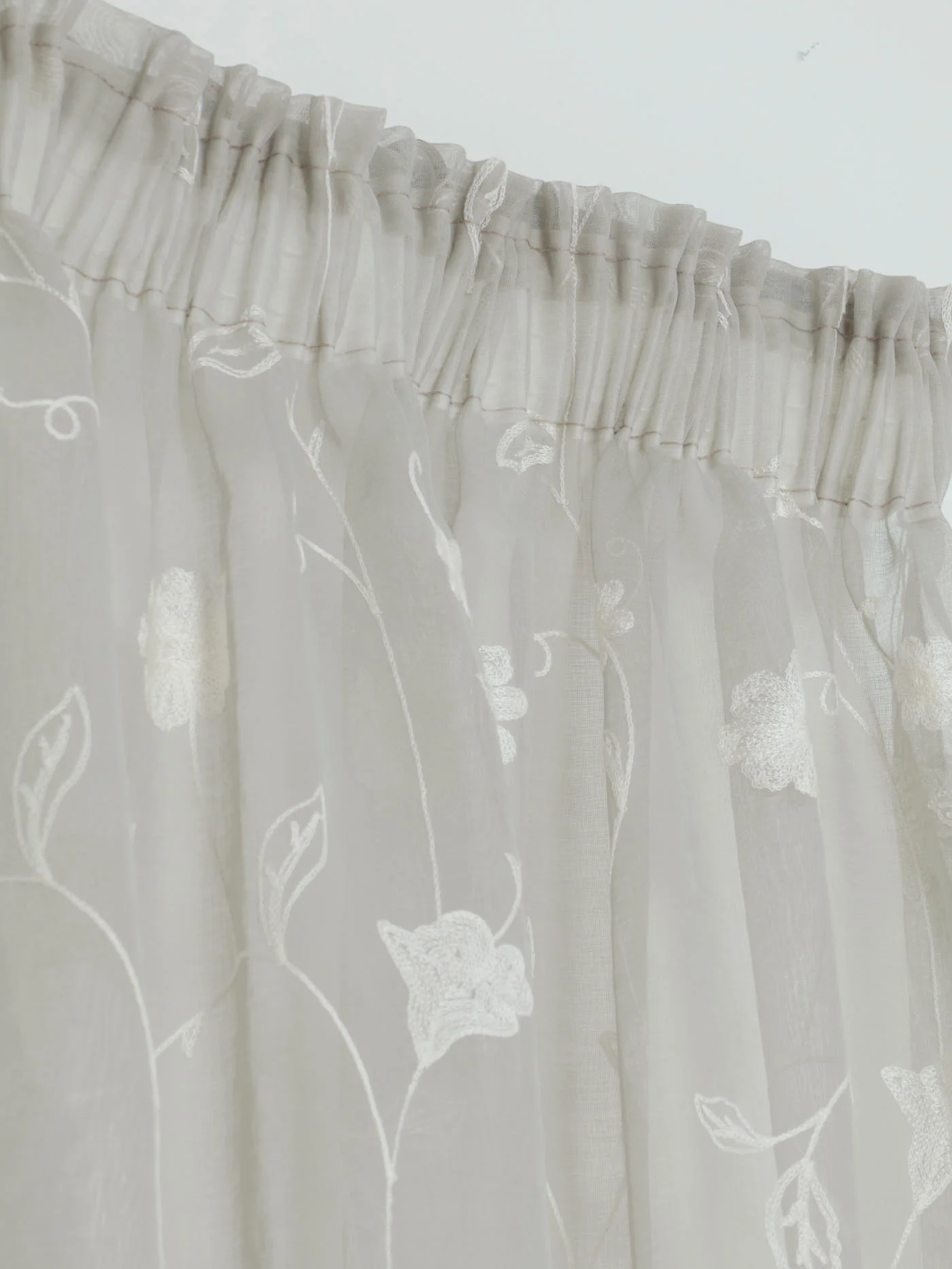 Taped Standard Length Sheer Blooming Curtain - Grey - Image 2