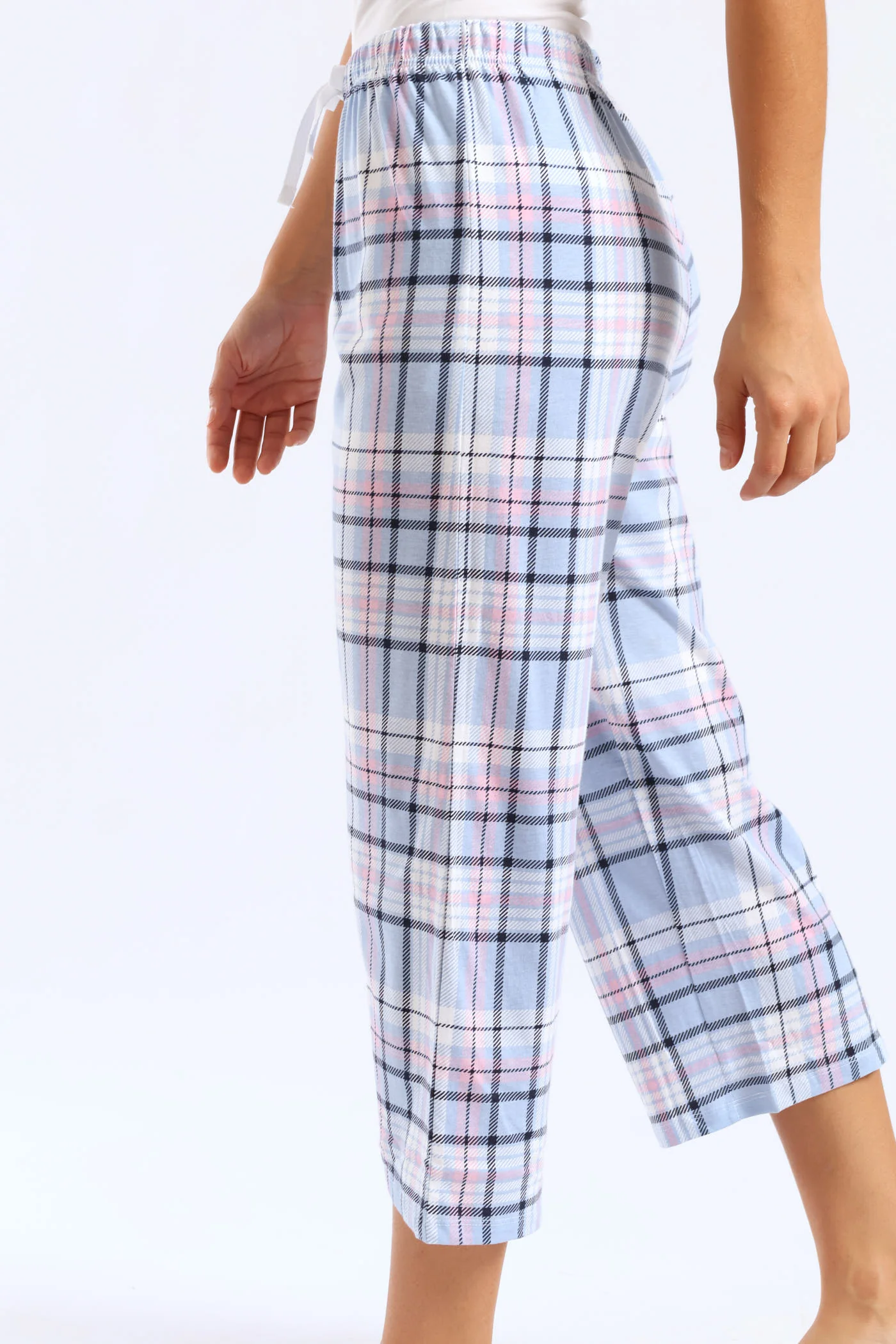 Tartan Capri Pant - Light Blue - Image 3