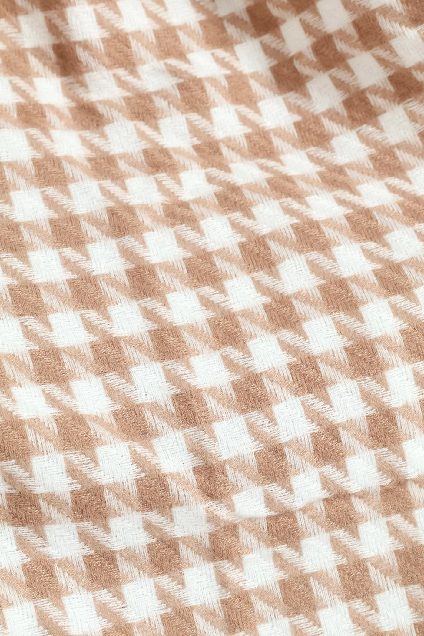 Tassel Houndstooth Scarf - Cream - Image 3