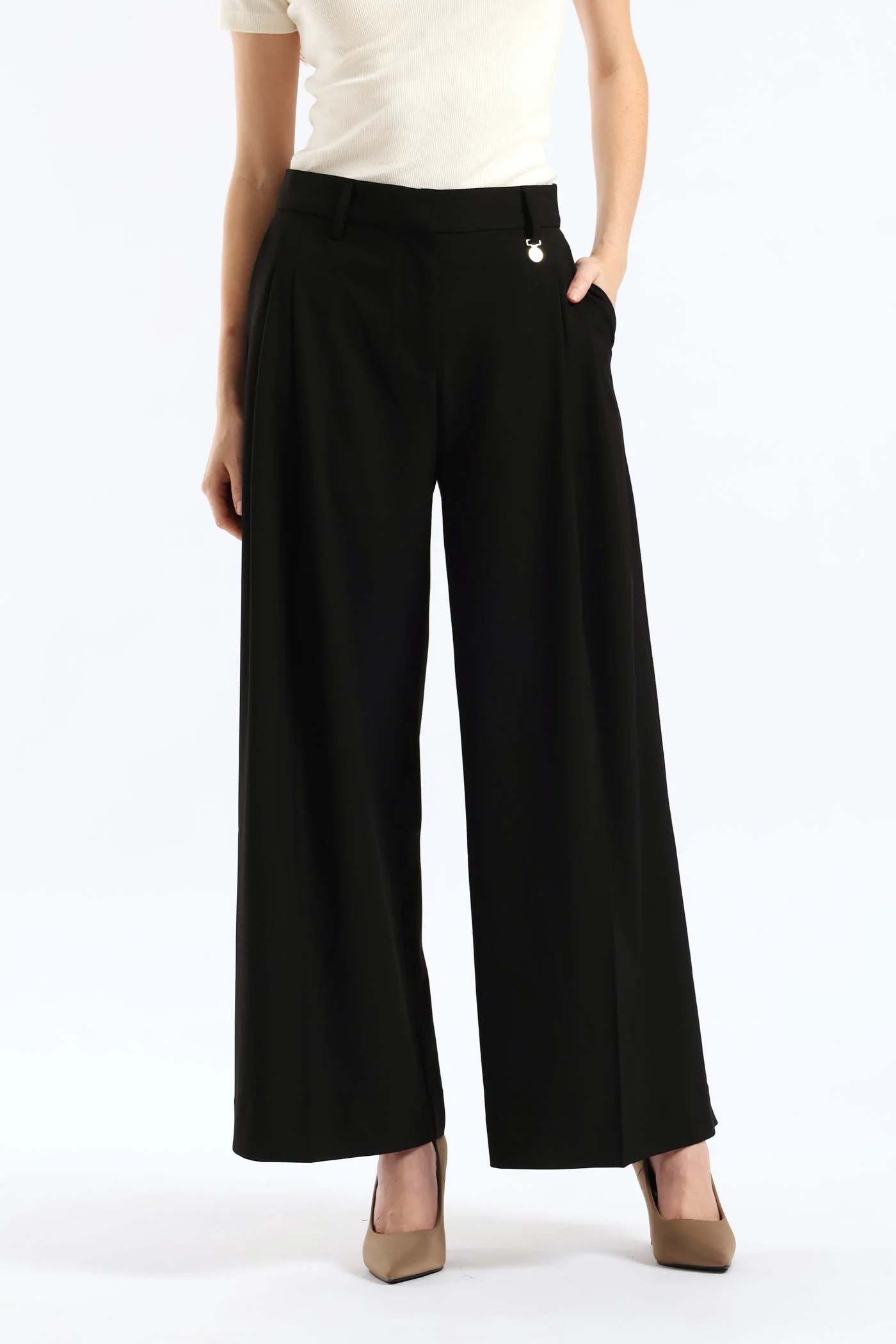 Tatum Wide Leg Suit Pant - Black - Image 2
