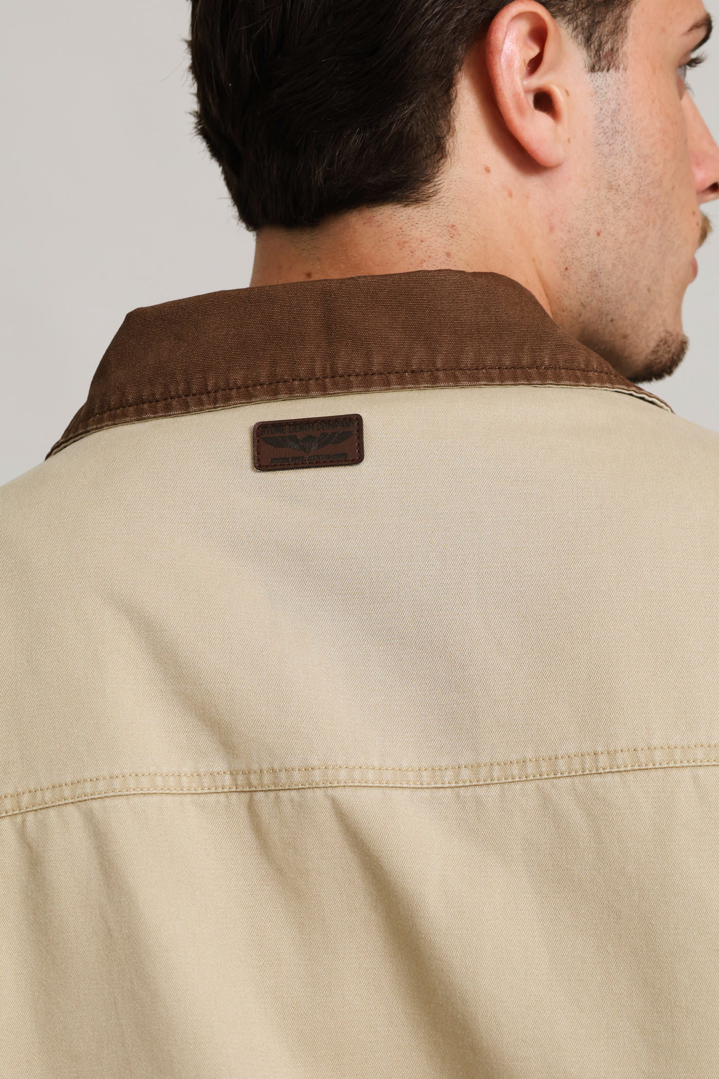 Taupe Cotton Worker Jacket - Taupe - Image 4