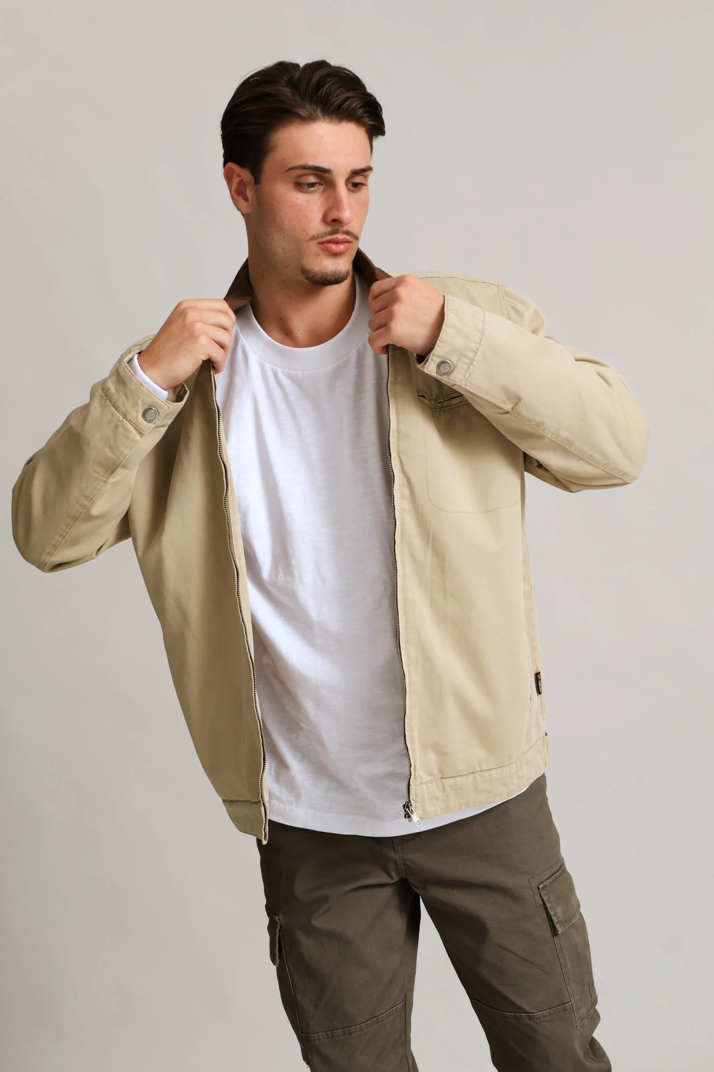 Taupe Cotton Worker Jacket - Taupe - Image 5