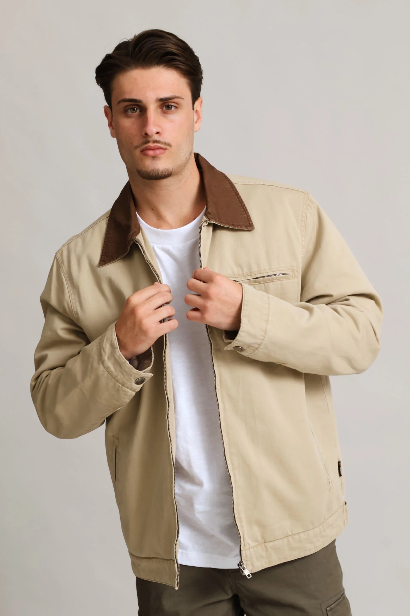 Taupe Cotton Worker Jacket - Taupe - Image 6