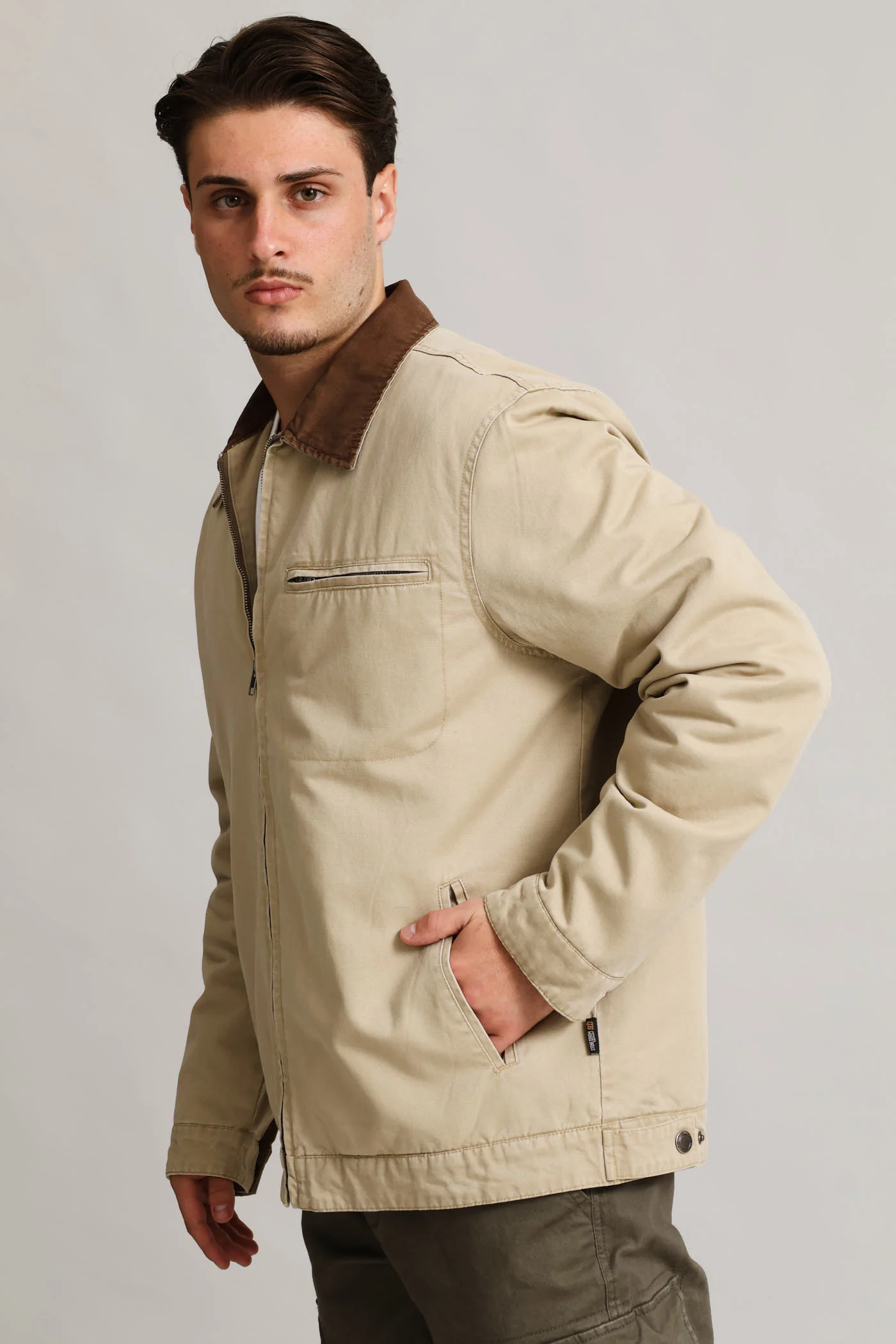 Taupe Cotton Worker Jacket - Taupe - Image 7