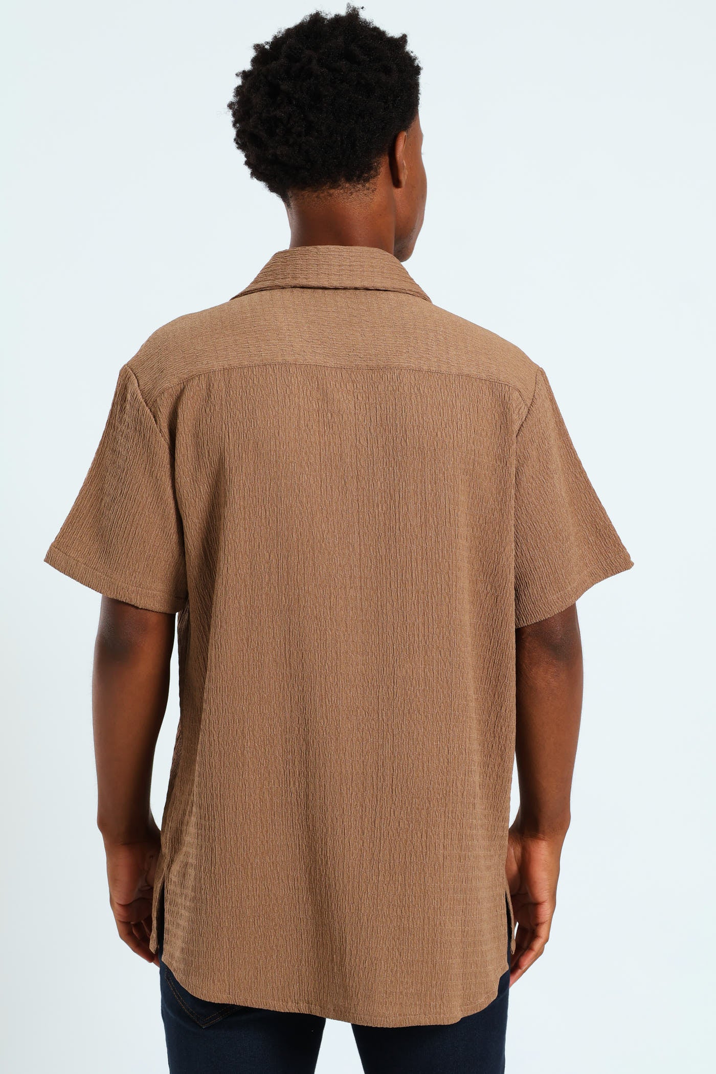 Crinkle Shirt - Taupe - Image 4