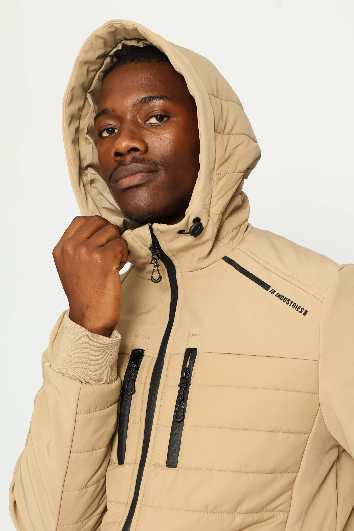 Taupe Hybrid Puffer Jackets - Taupe - Image 5