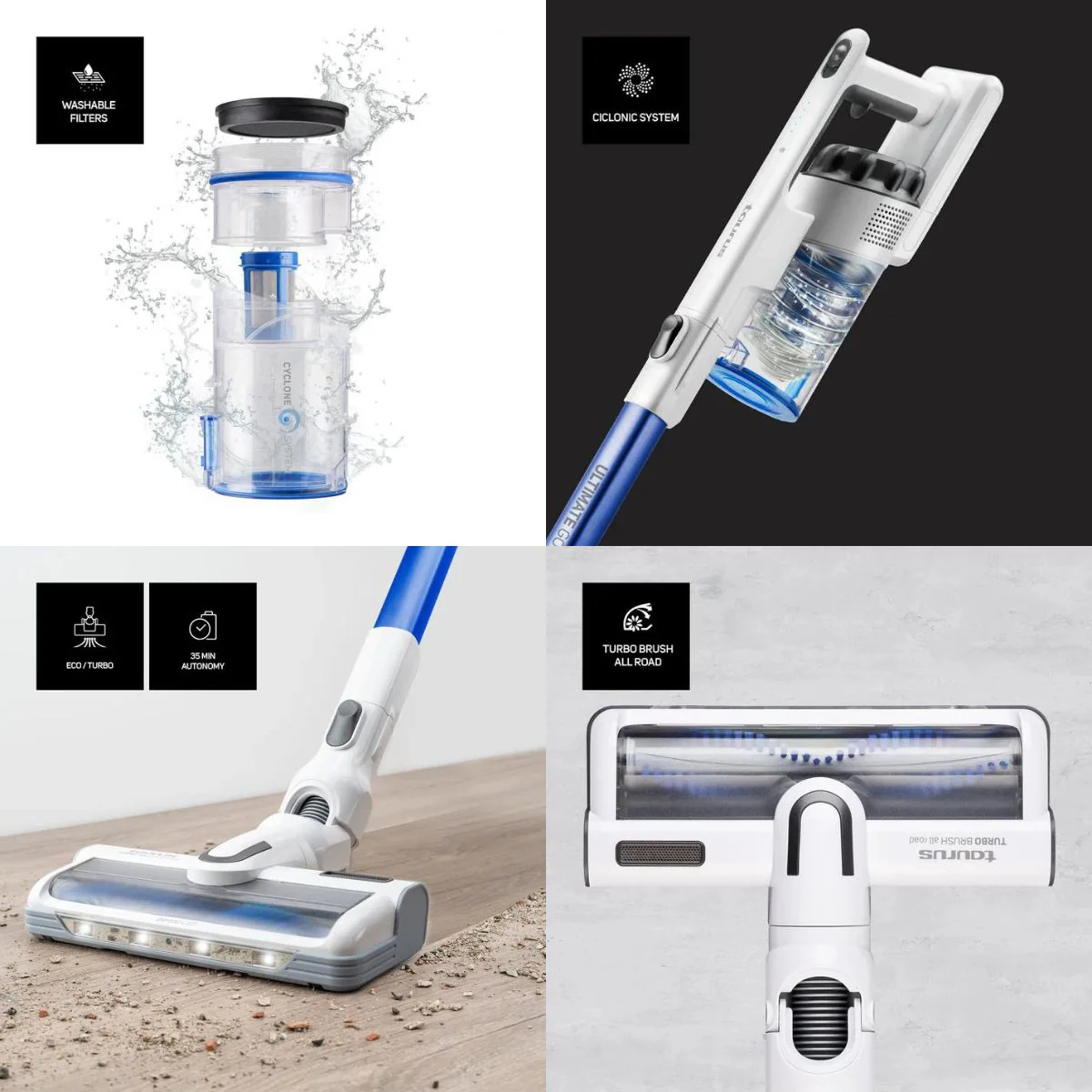 Taurus Cordless Vacuum Cleaner 500ml - Blue - Image 3
