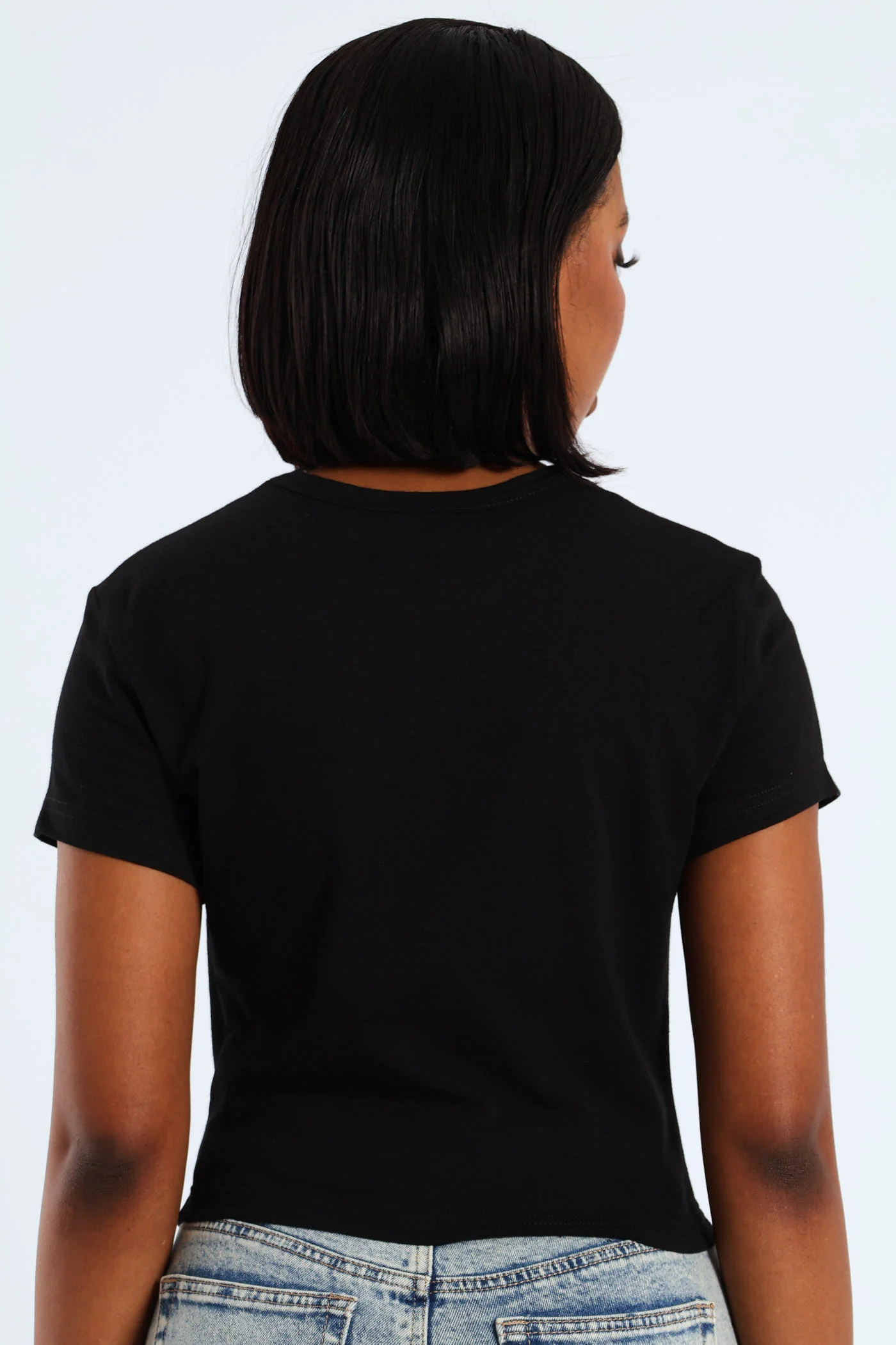 Teddy Bow Baby Tee - Black - Image 3
