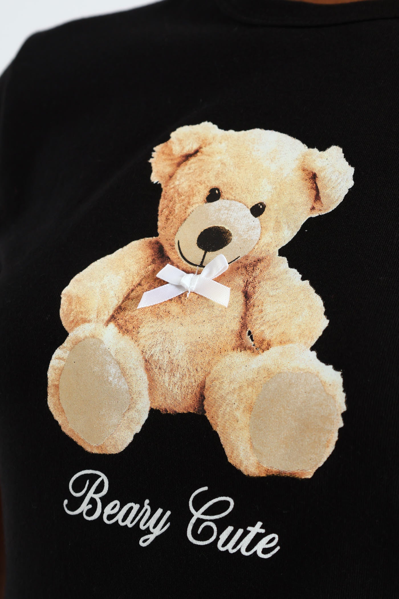 Teddy Bow Baby Tee - Black - Image 6