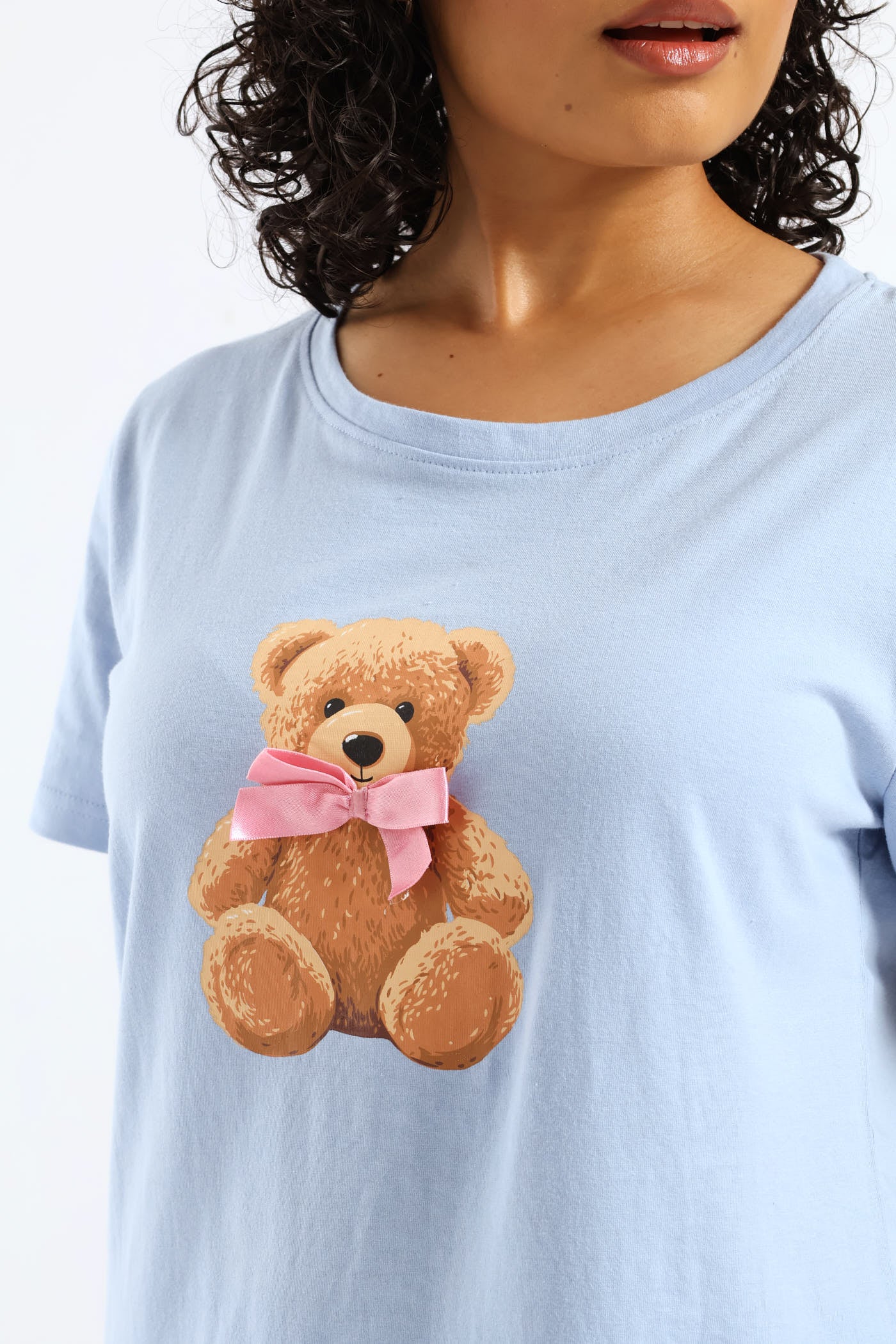 Teddy Bow Knit Short Set - Blue - Image 2