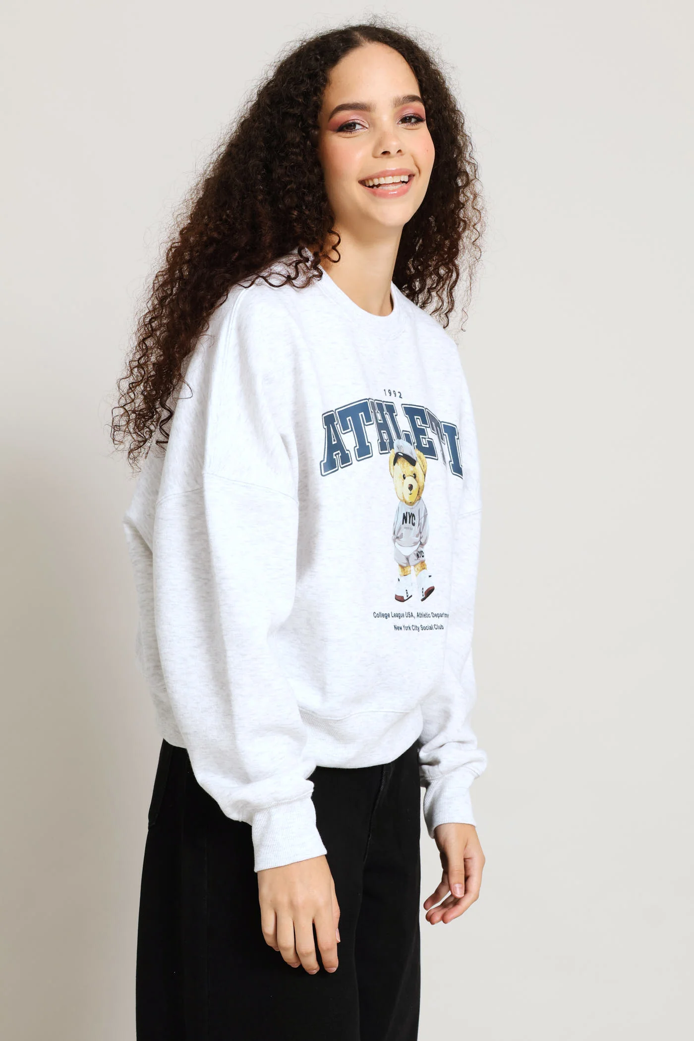 Teddy Crew Fleece Pullover - Grey Melange - Image 3