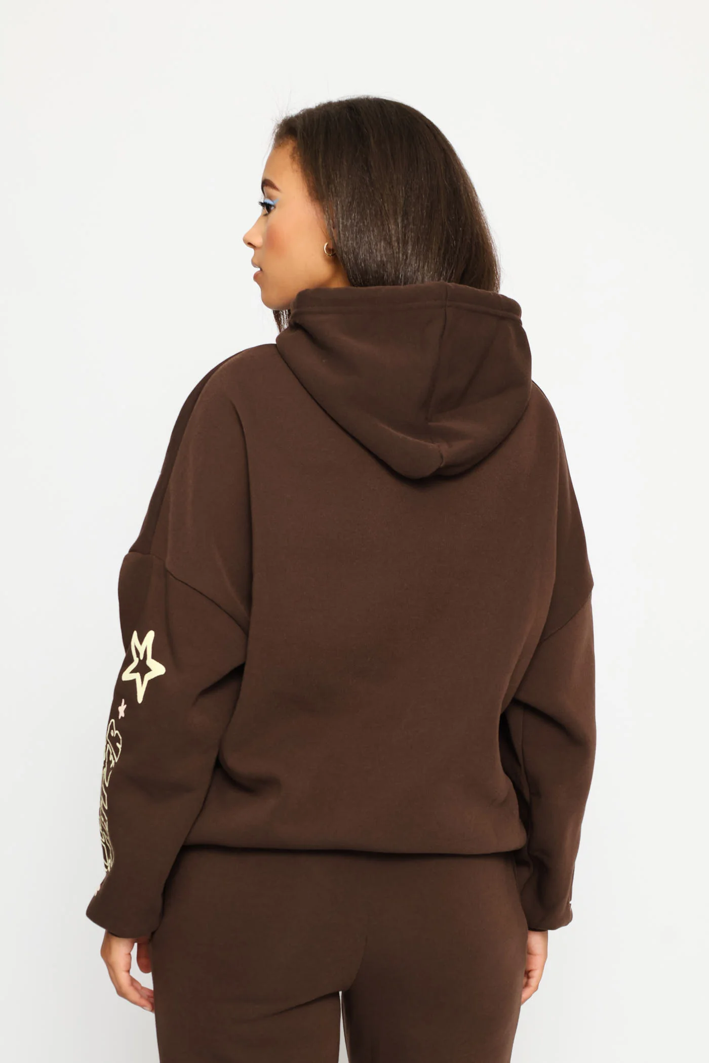 Teddy Oversized Fleece Hoody - Chocolate - Image 4