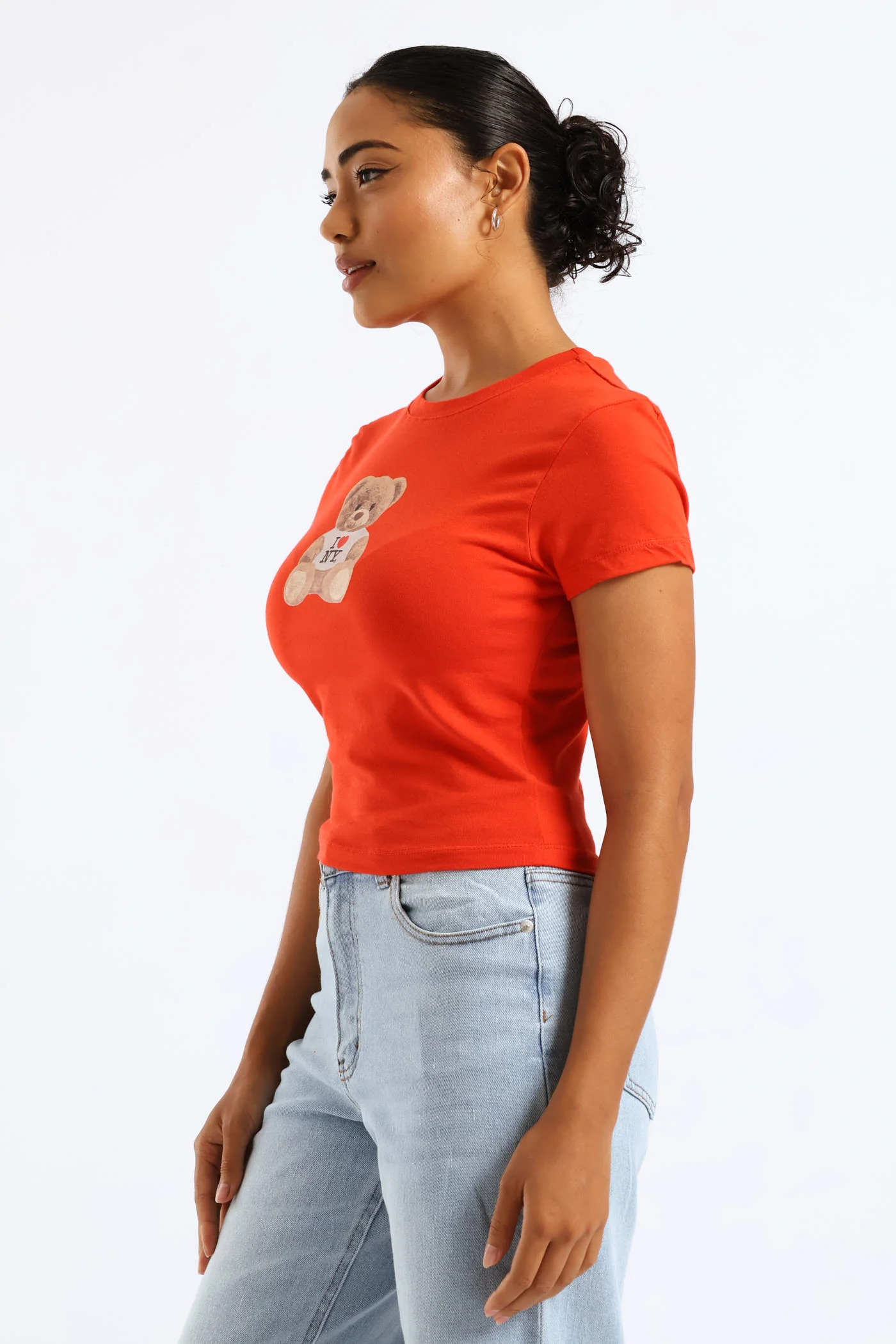 Teddy Printed Baby Tee - Orange - Image 3