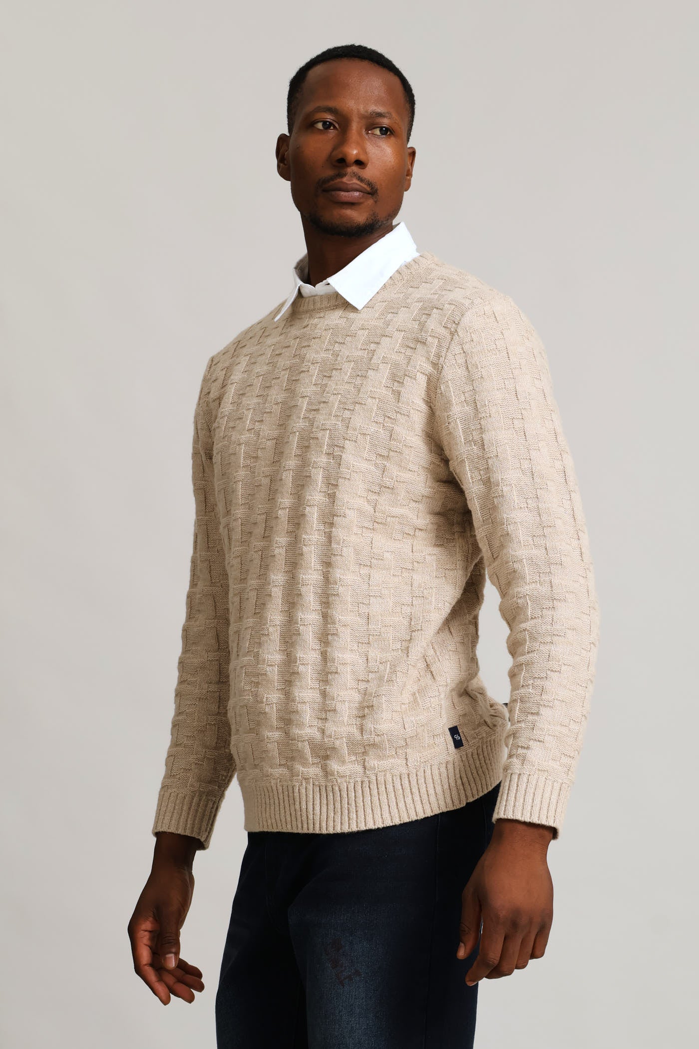 Tetris Crew Knitwear - Stone - Image 4