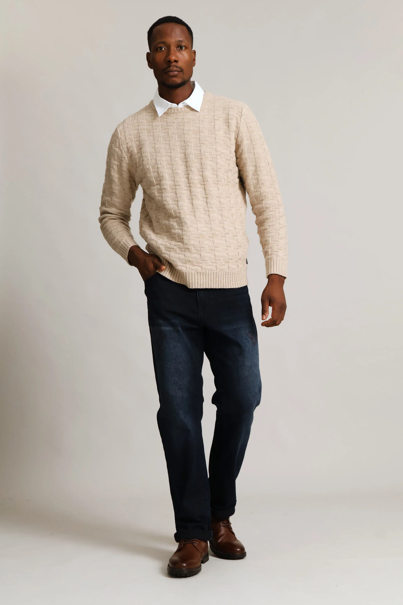 Tetris Crew Knitwear - Stone - Image 5
