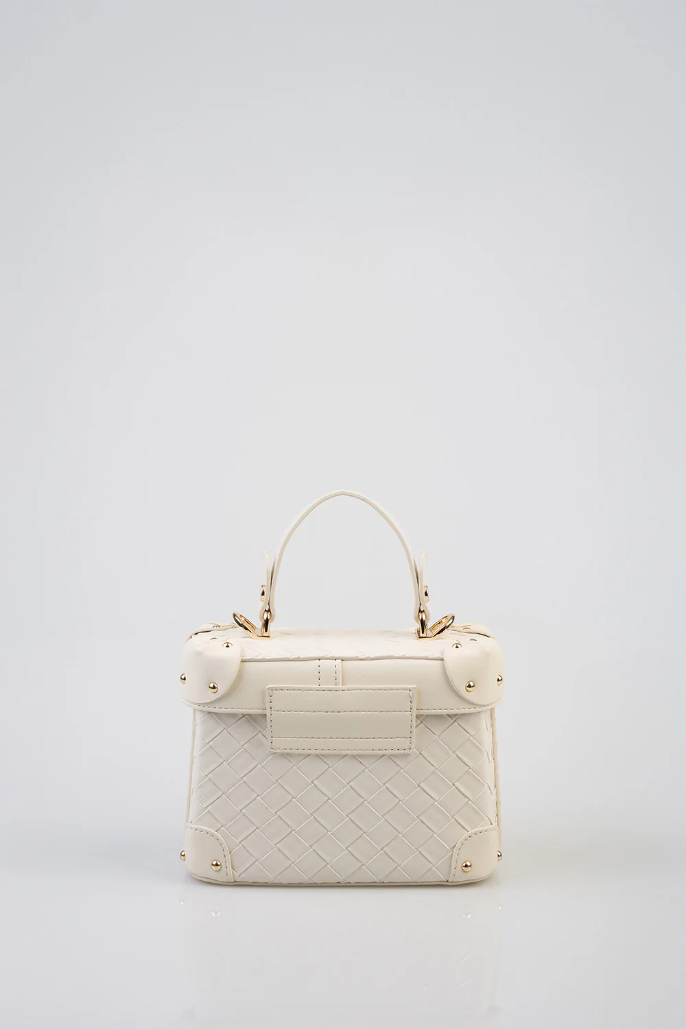 Texture & Front Clip Detail Vicki Handbag - Cream - Image 7