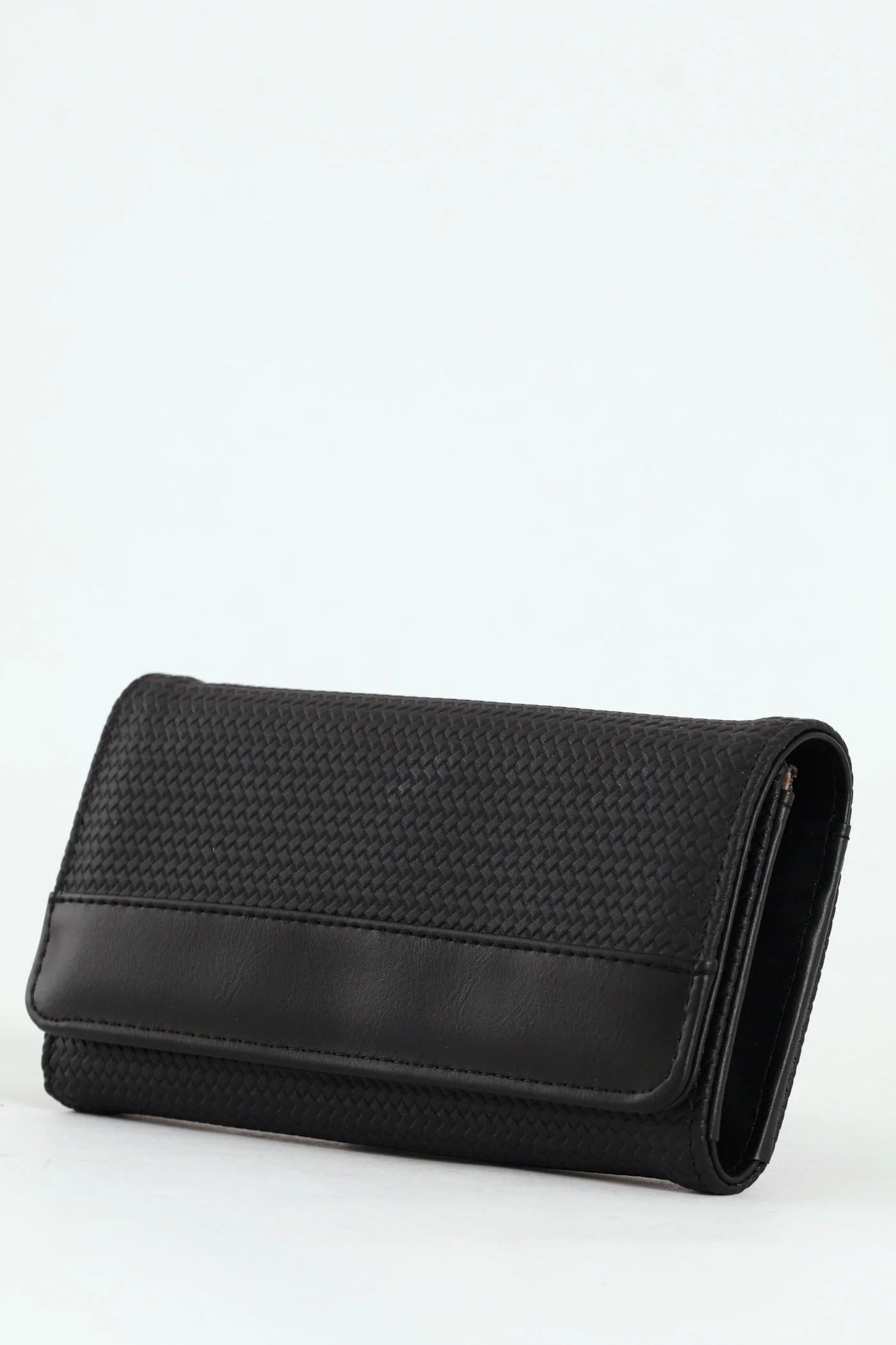 Textured Bifold Purse - Black - Image 3